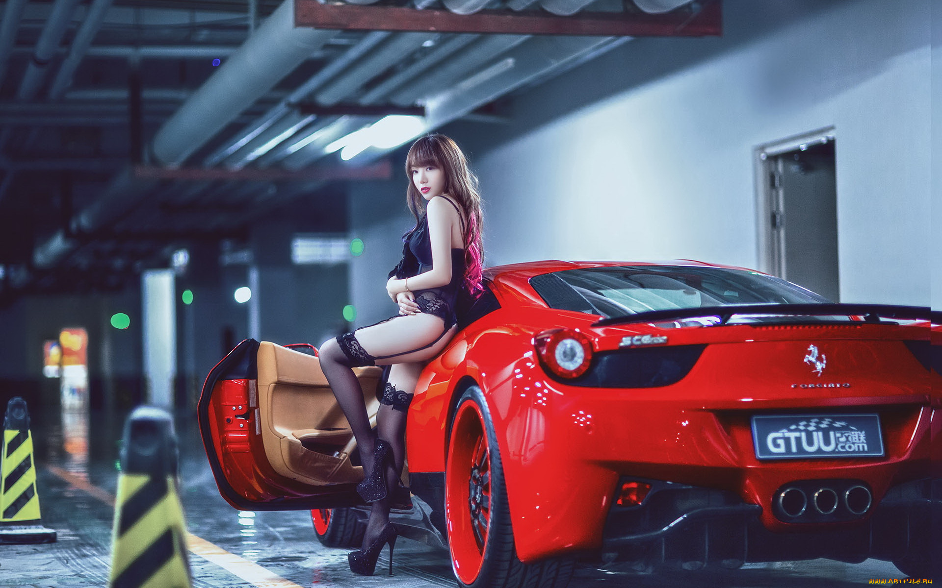 автомобили, -авто, с, девушками, азиатка, автомобиль, фон, взгляд, девушка