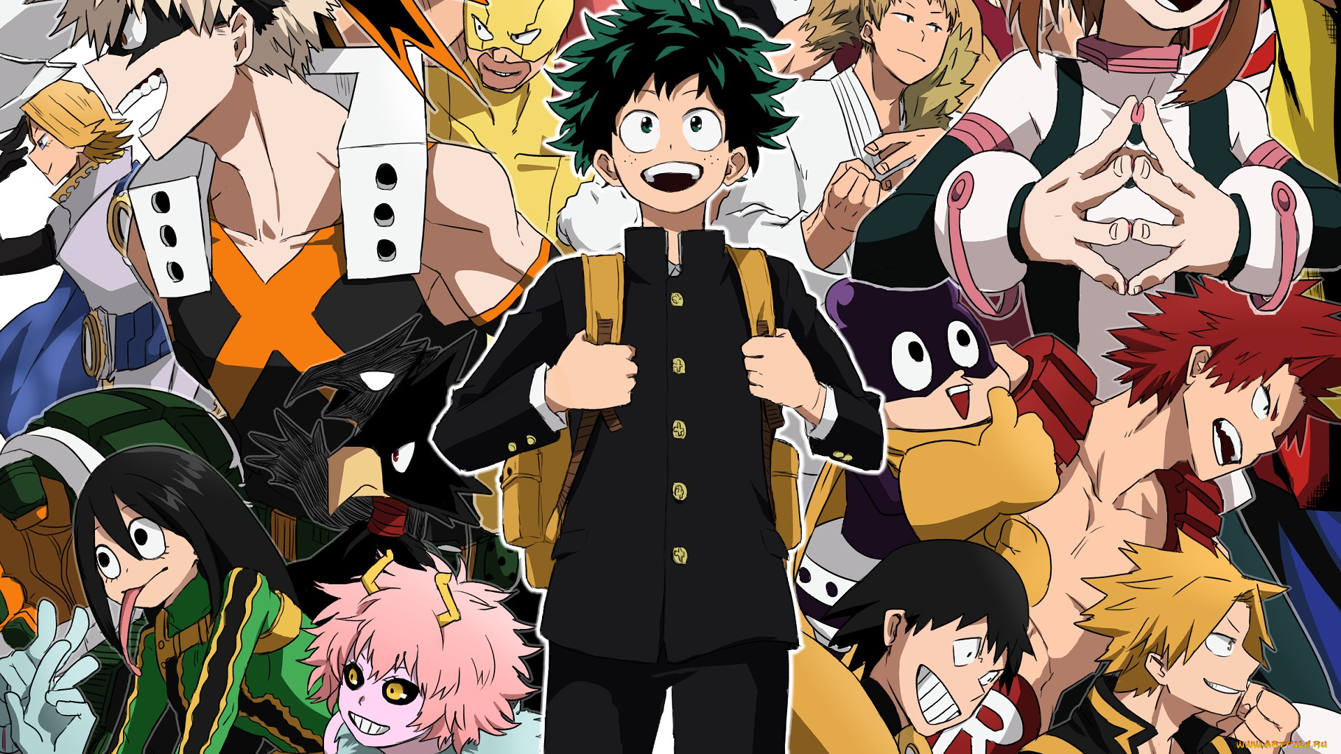 аниме, boku, no, hero, academia, парень, взгляд, фон