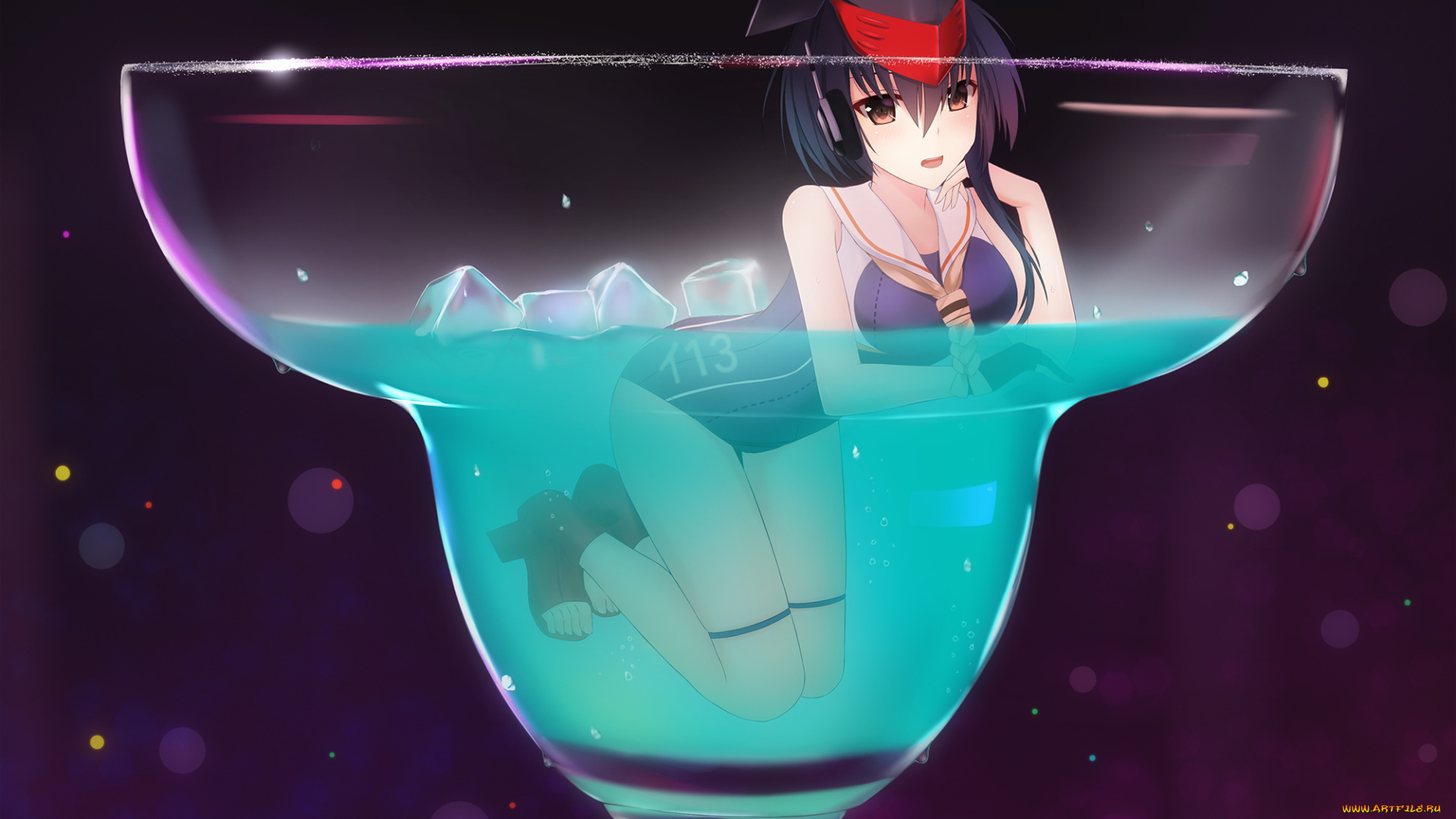 аниме, kantai, collection, девушка, взгляд, фон