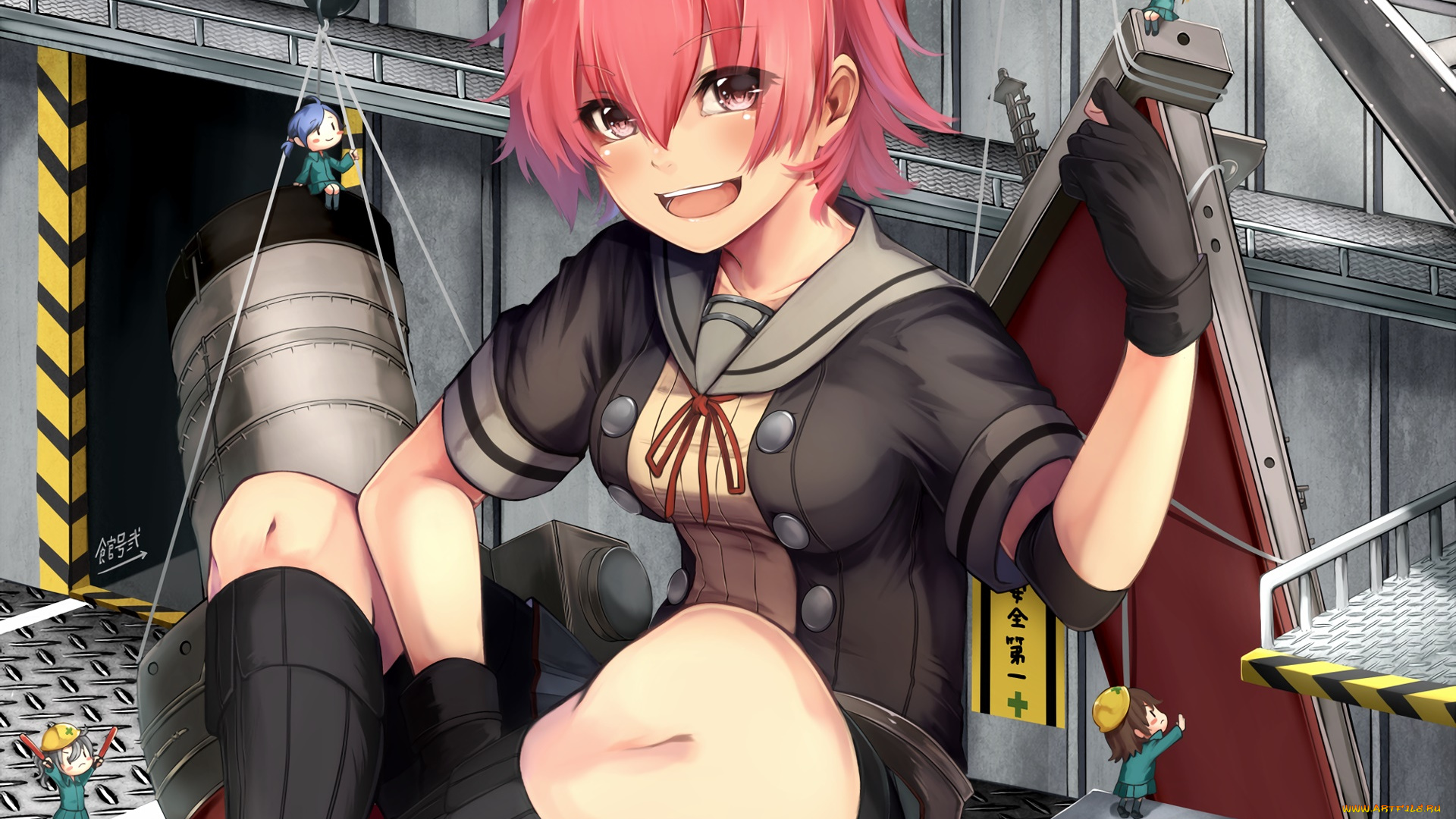 аниме, kantai, collection, девушка, взгляд, фон