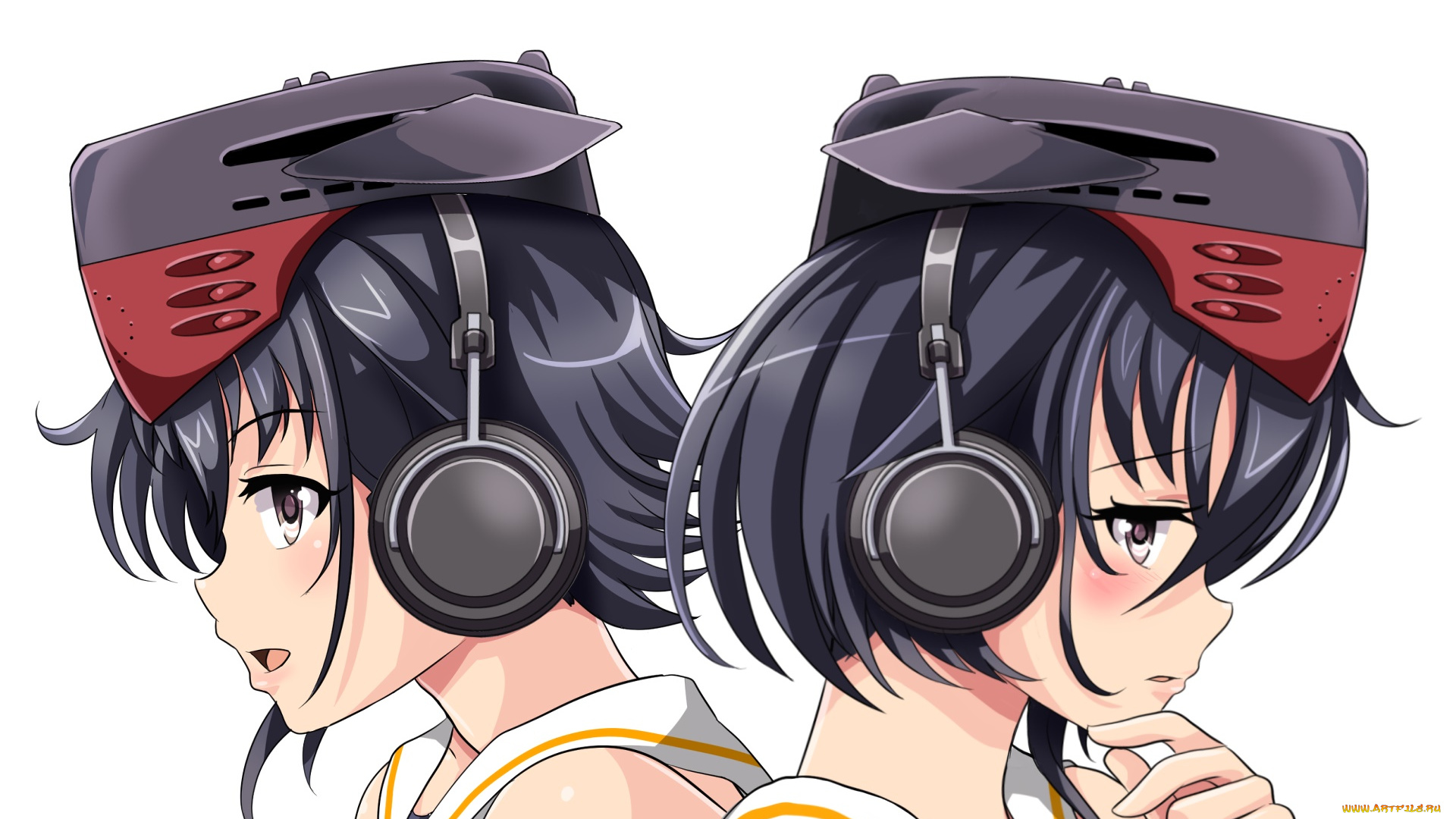 аниме, kantai, collection, девушки, взгляд, фон