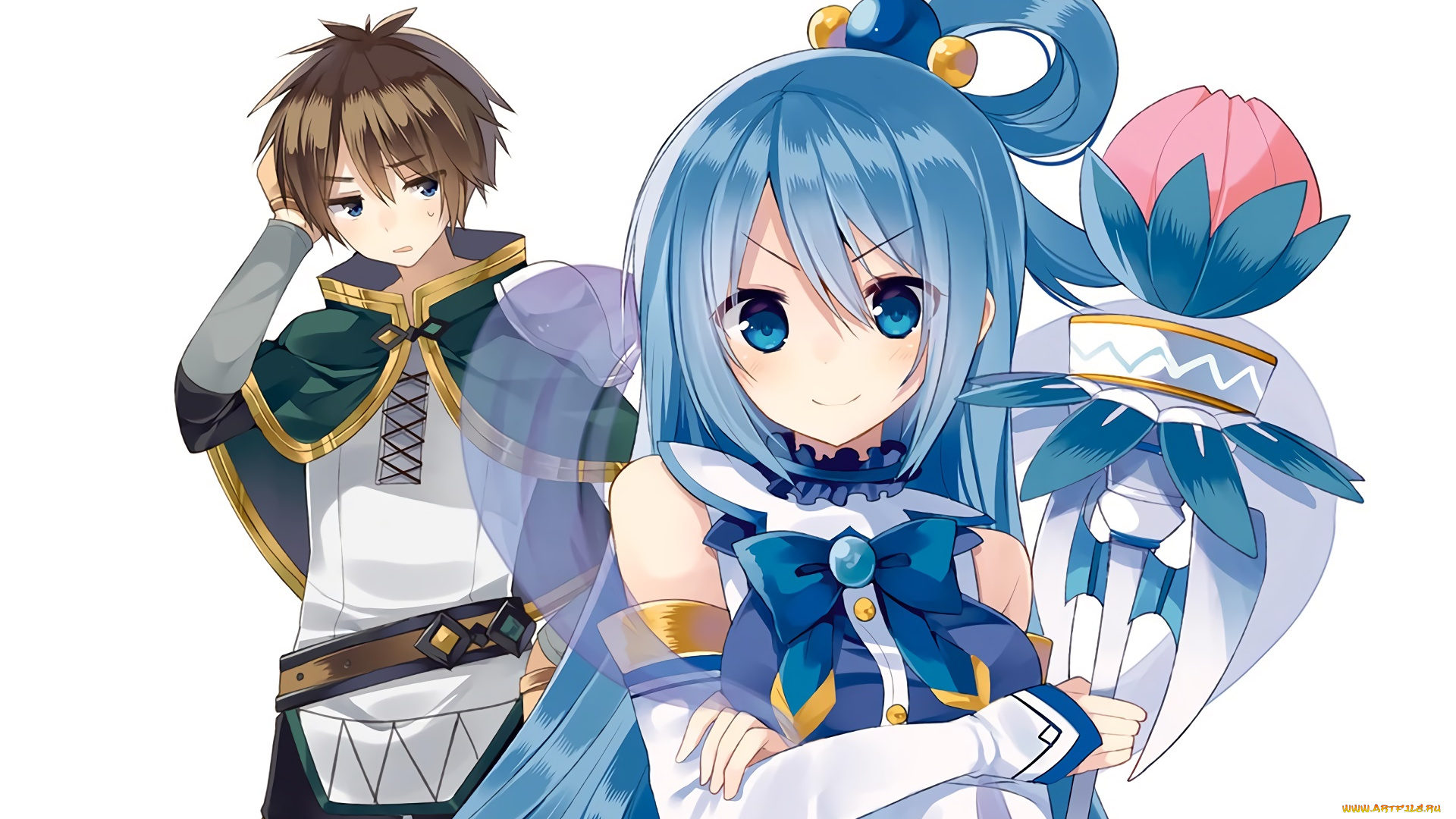 аниме, kono, subarashii, sekai, ni, shukufuku, wo, девушки, взгляд, фон