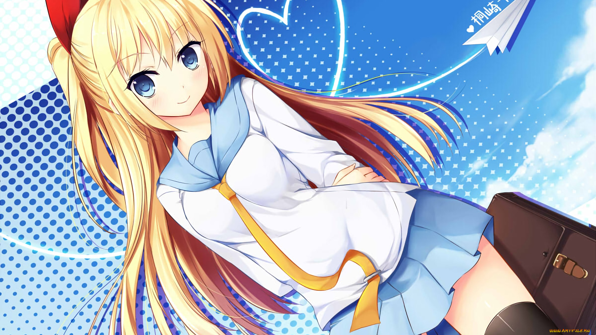 аниме, nisekoi, девушка, взгляд, фон