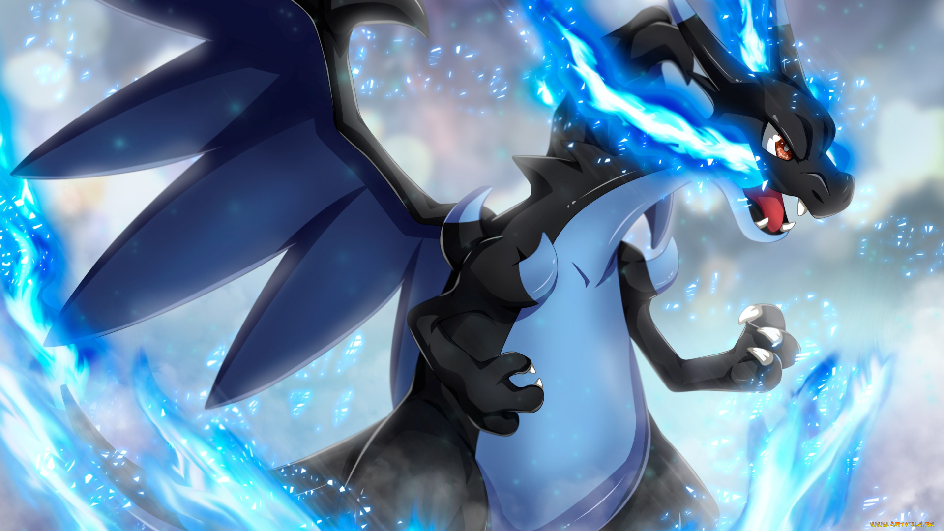 аниме, pokemon, mega, charizard