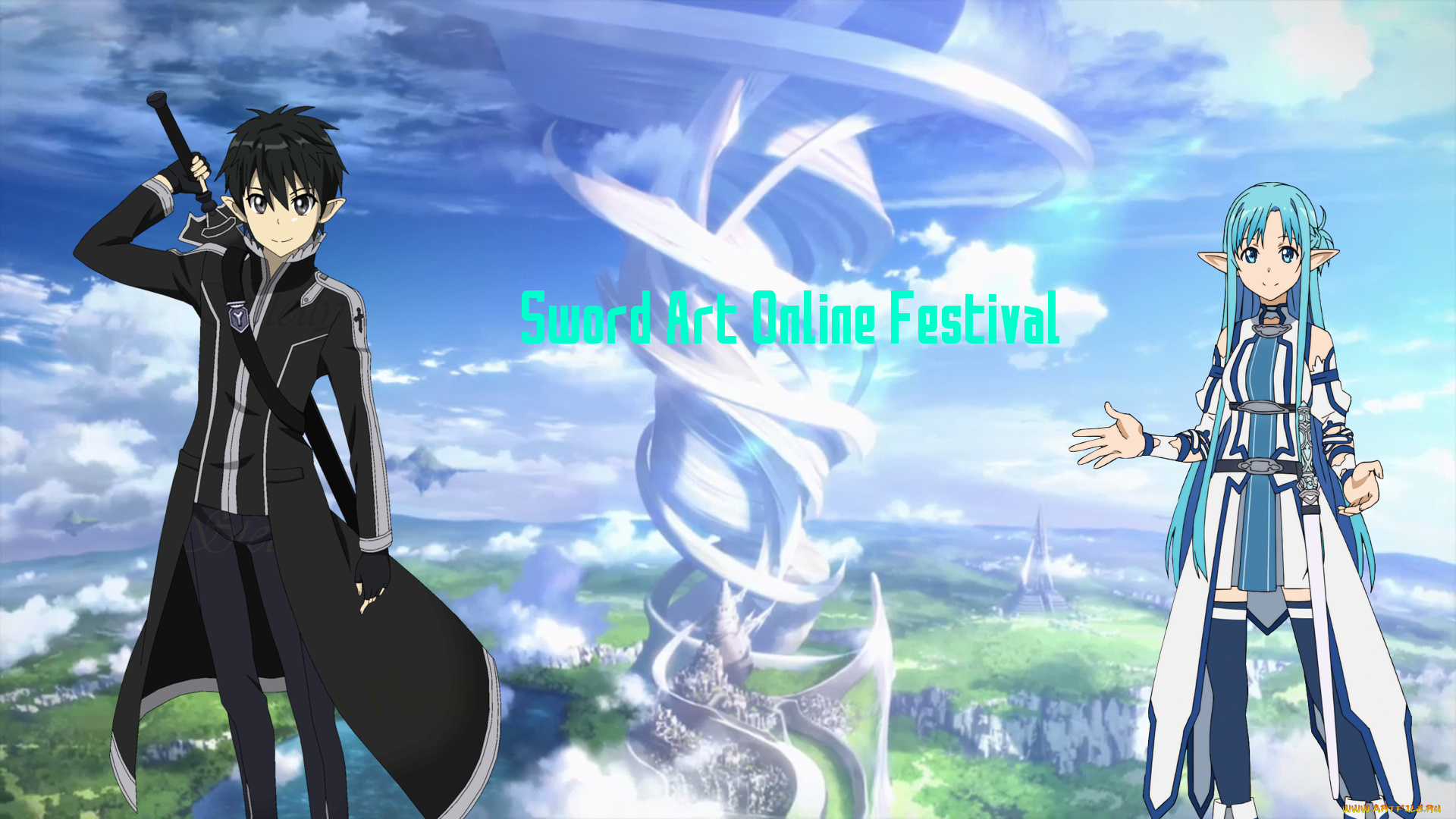 аниме, sword, art, online, эльфы, взгляд, фон