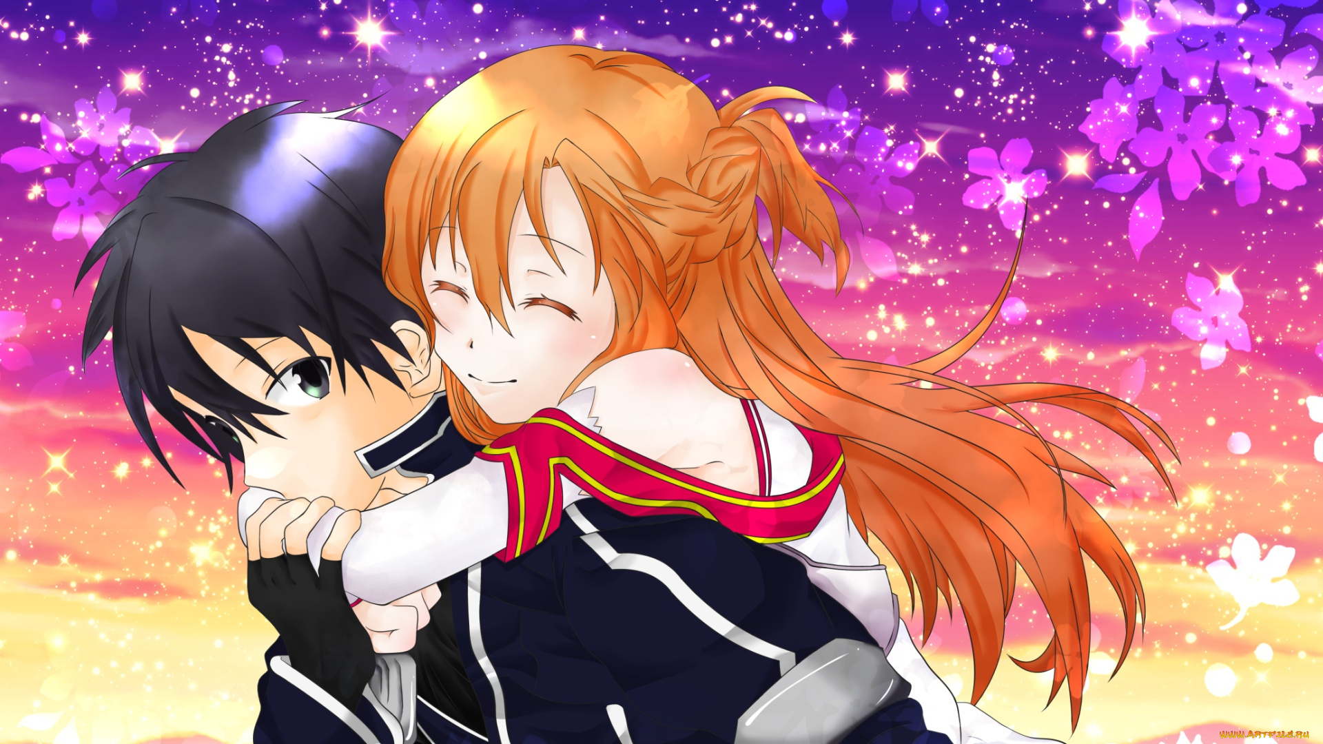 аниме, sword, art, online, взгляд, девушка, фон