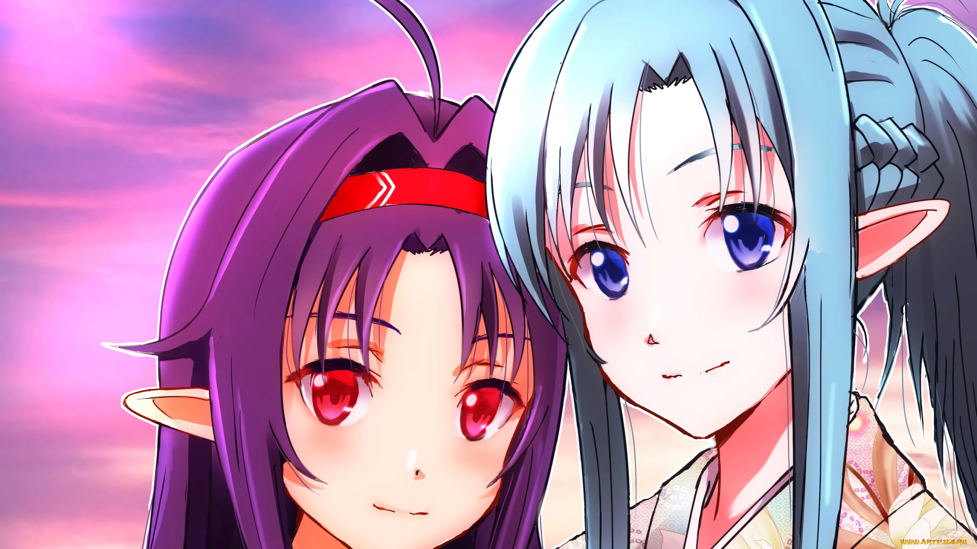 аниме, sword, art, online, взгляд, девушки, фон