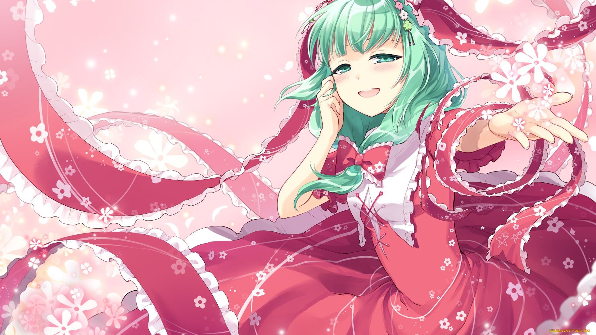аниме, touhou, взгляд, девушка, фон
