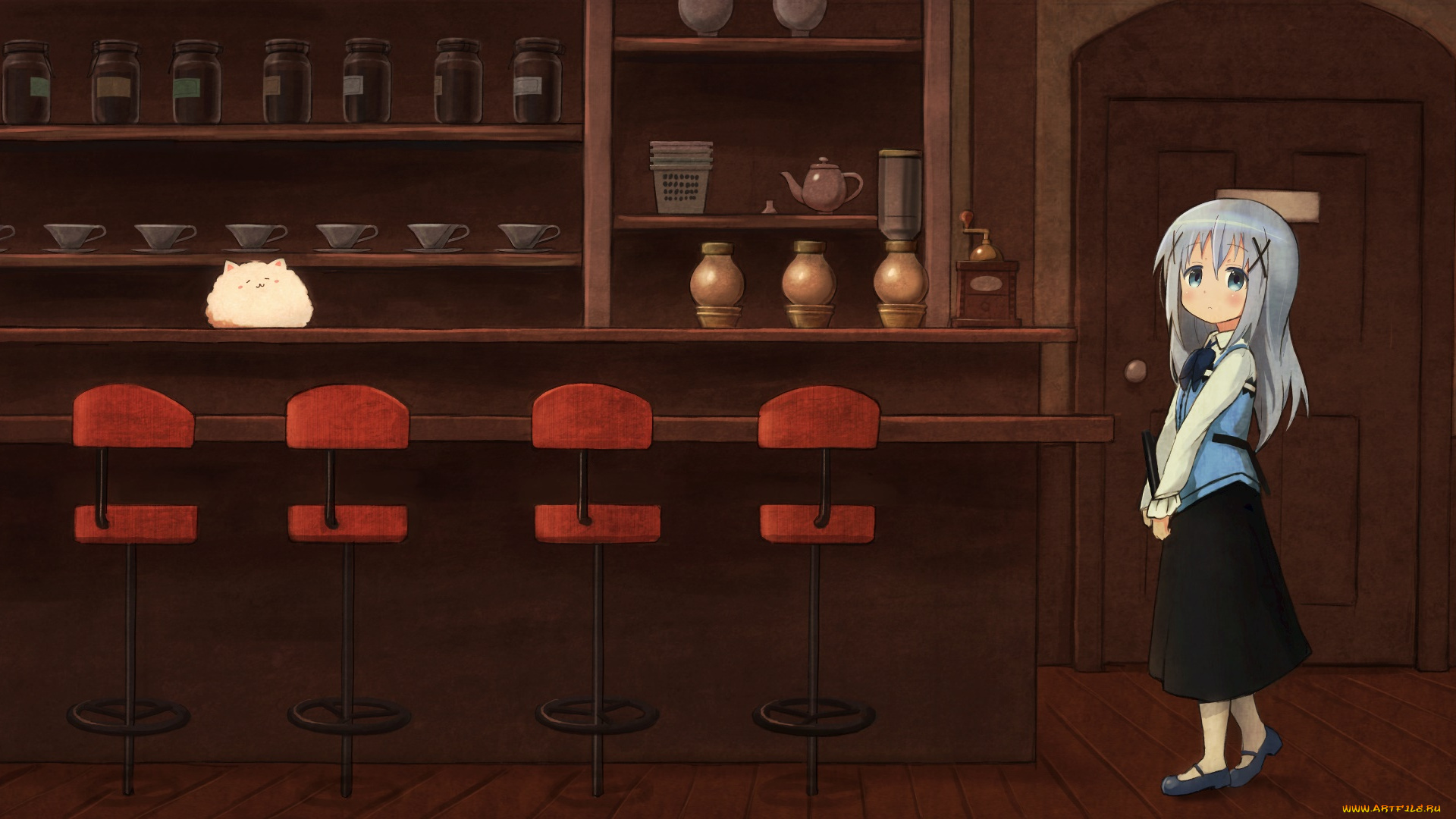 аниме, unknown, , другое, девушка, взгляд, фон