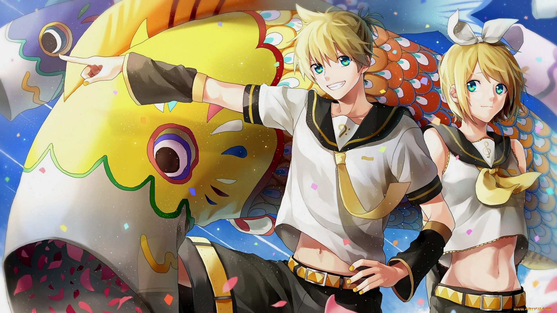 аниме, vocaloid, рин, лен