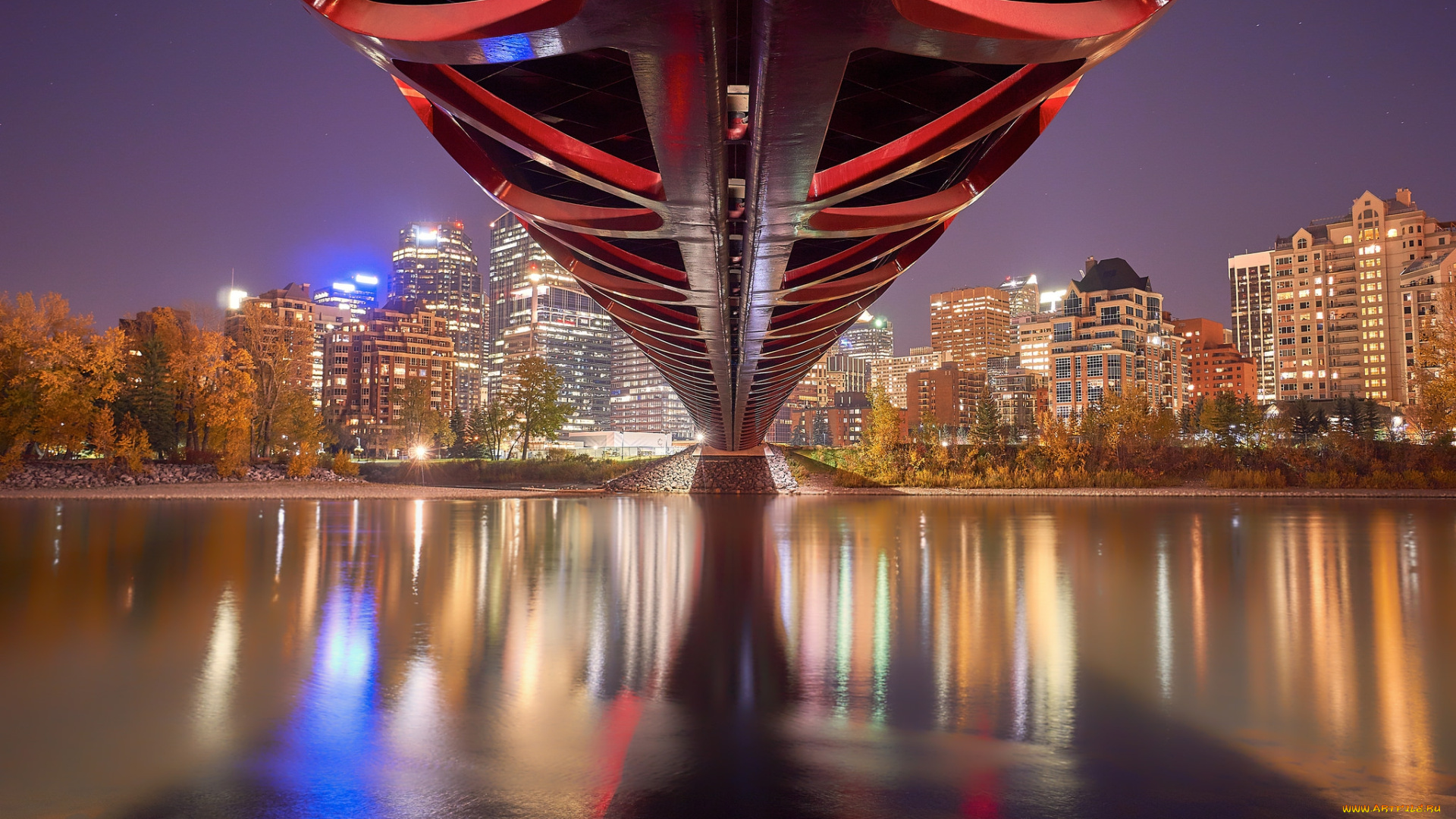 calgary, , ab, , canada, города, -, огни, ночного, города, огни, ночь