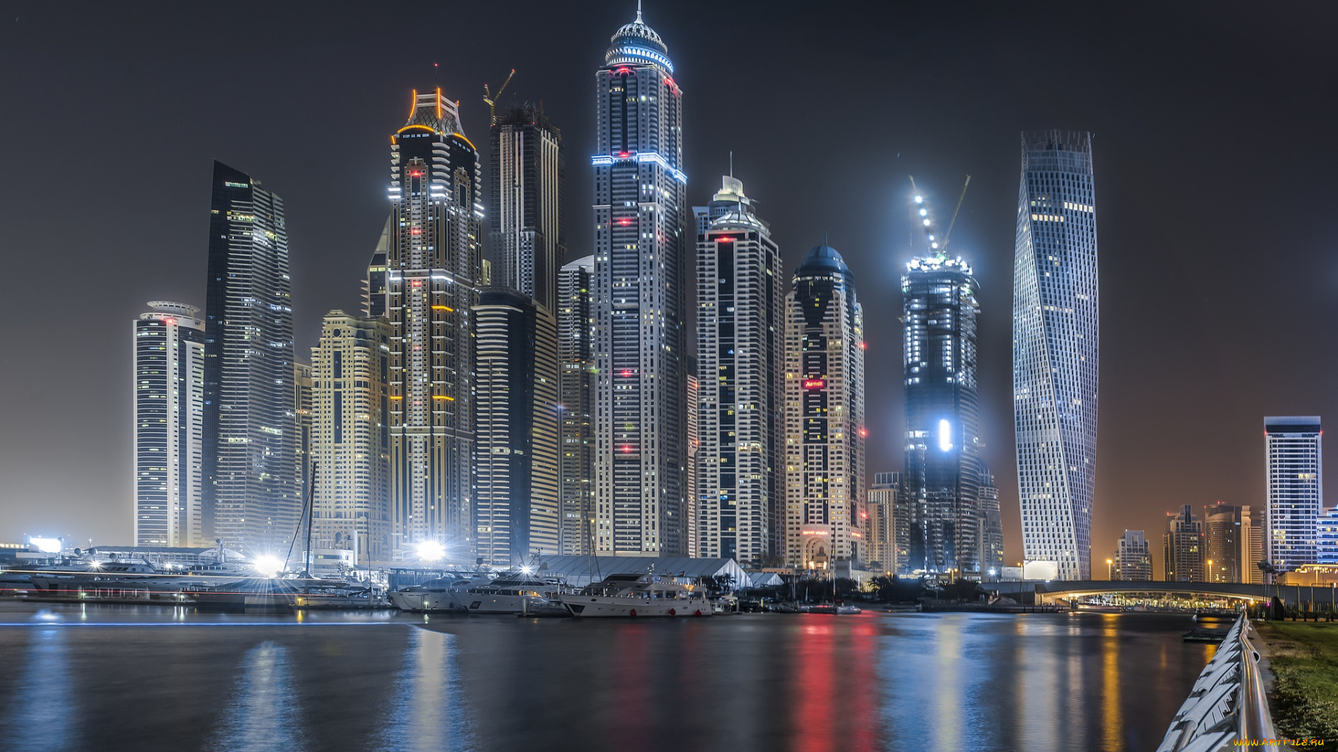 dubai, города, дубай, , оаэ, огни, ночь