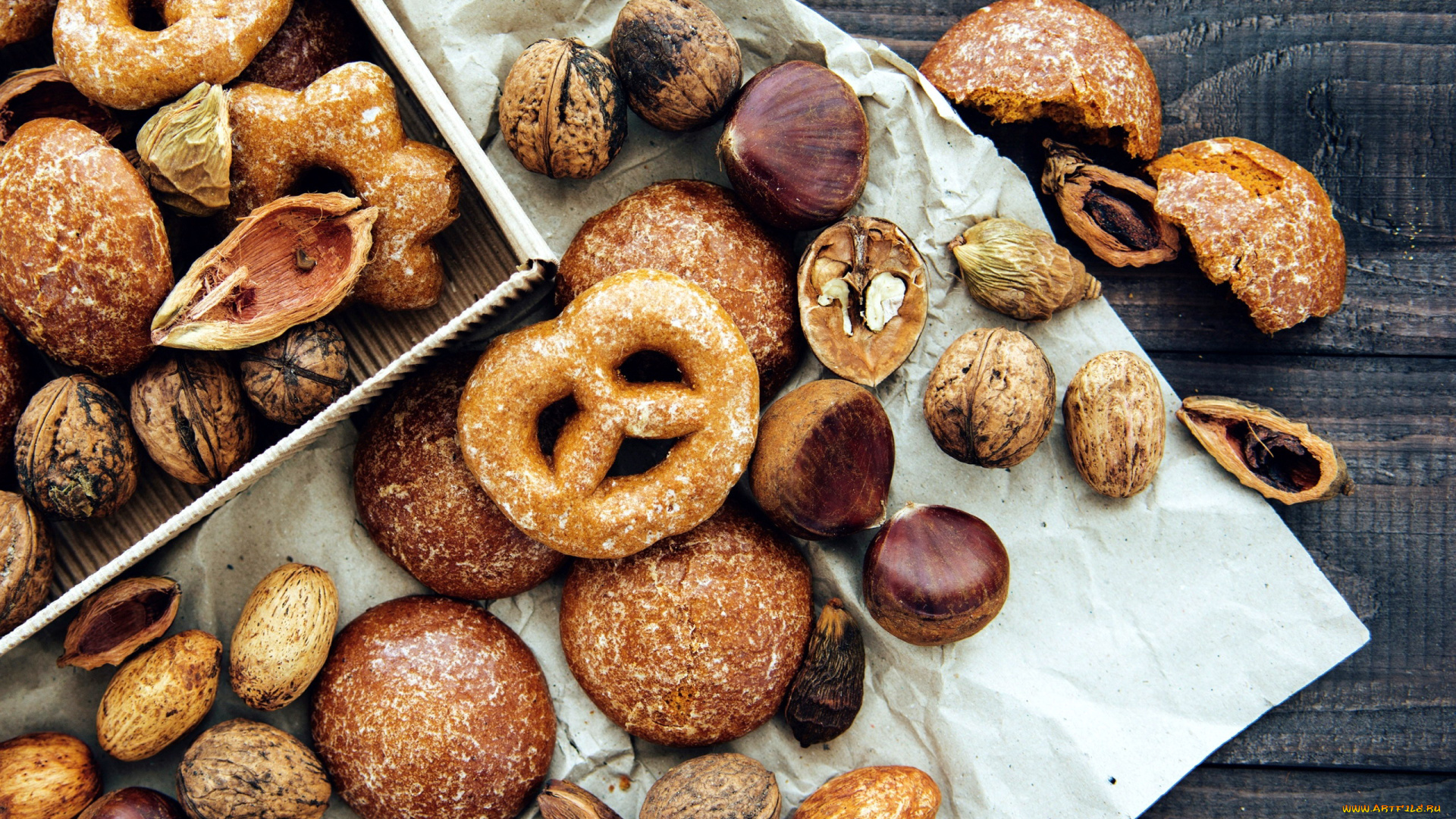 еда, разное, орехи, печенье