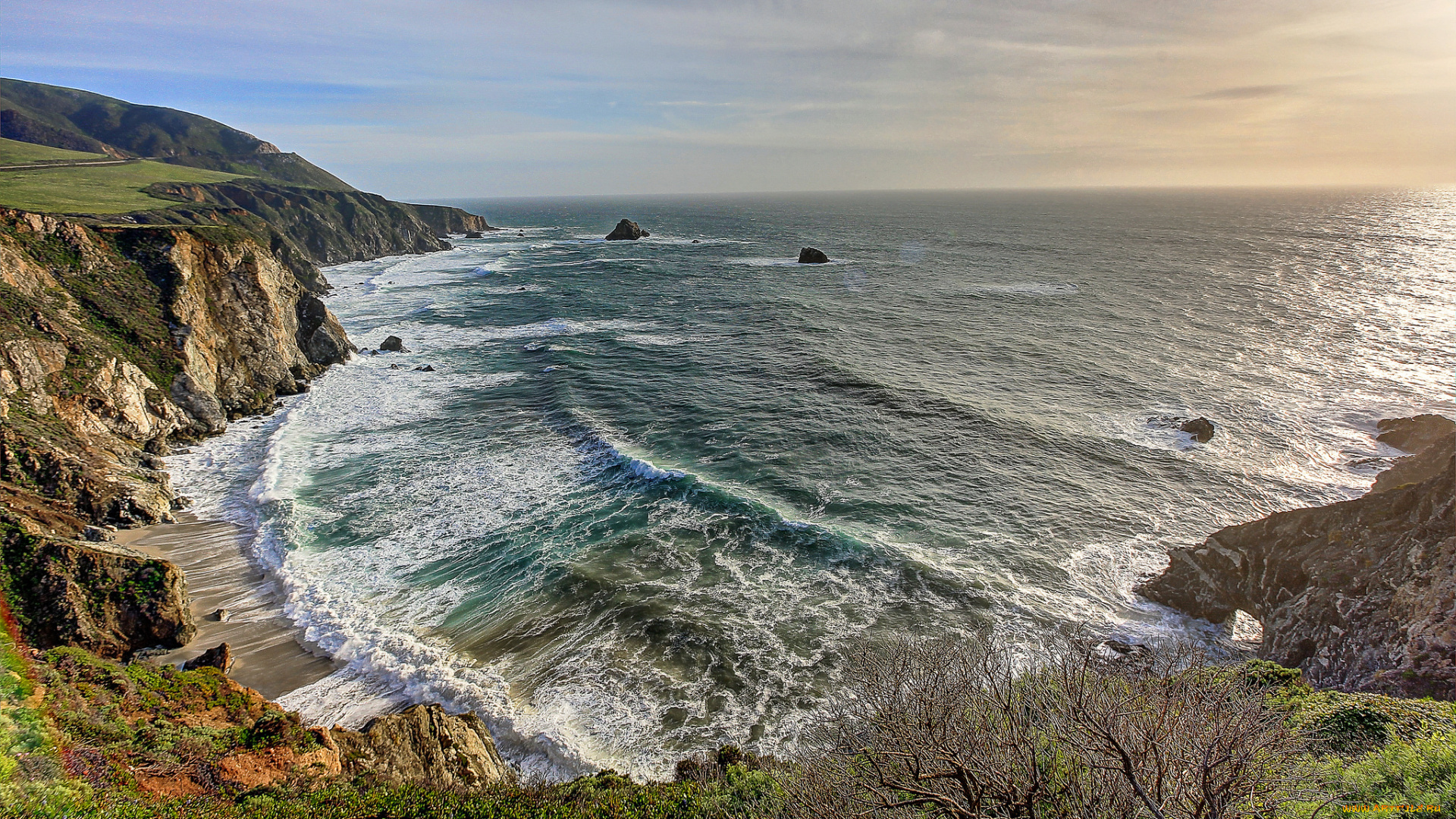 природа, побережье, море, берег