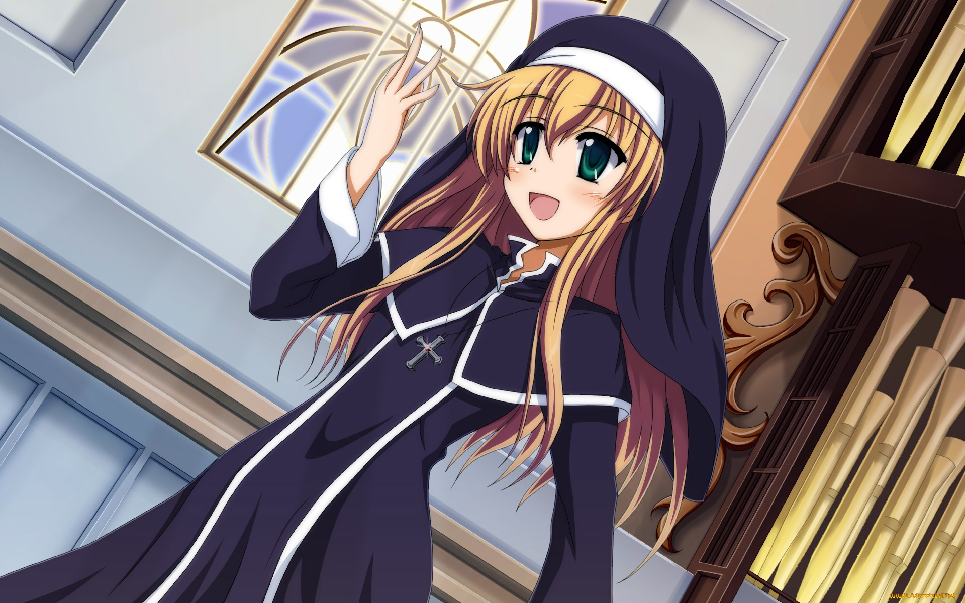 аниме, chrno, crusade, девушка, взгляд, фон