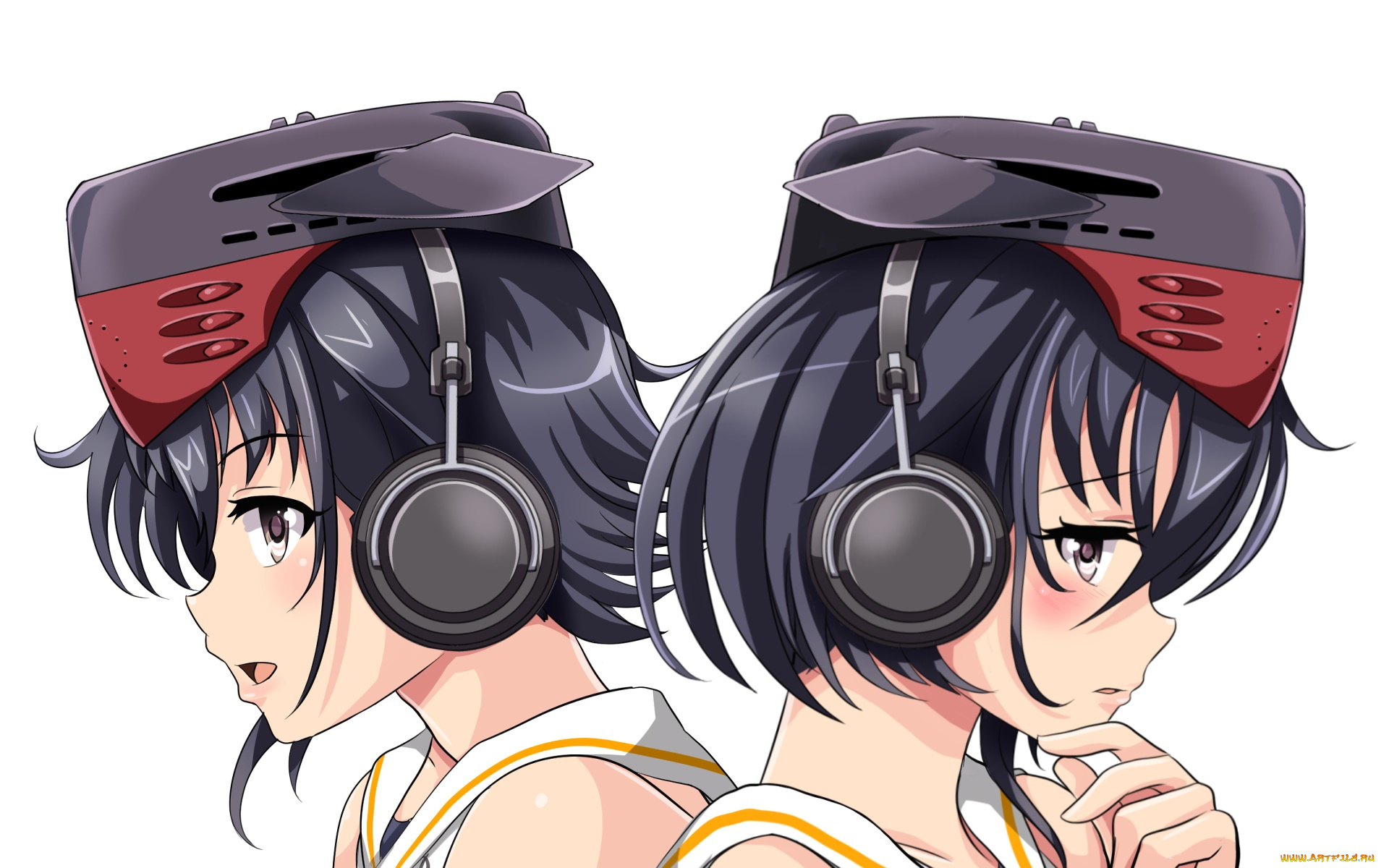 аниме, kantai, collection, девушки, взгляд, фон