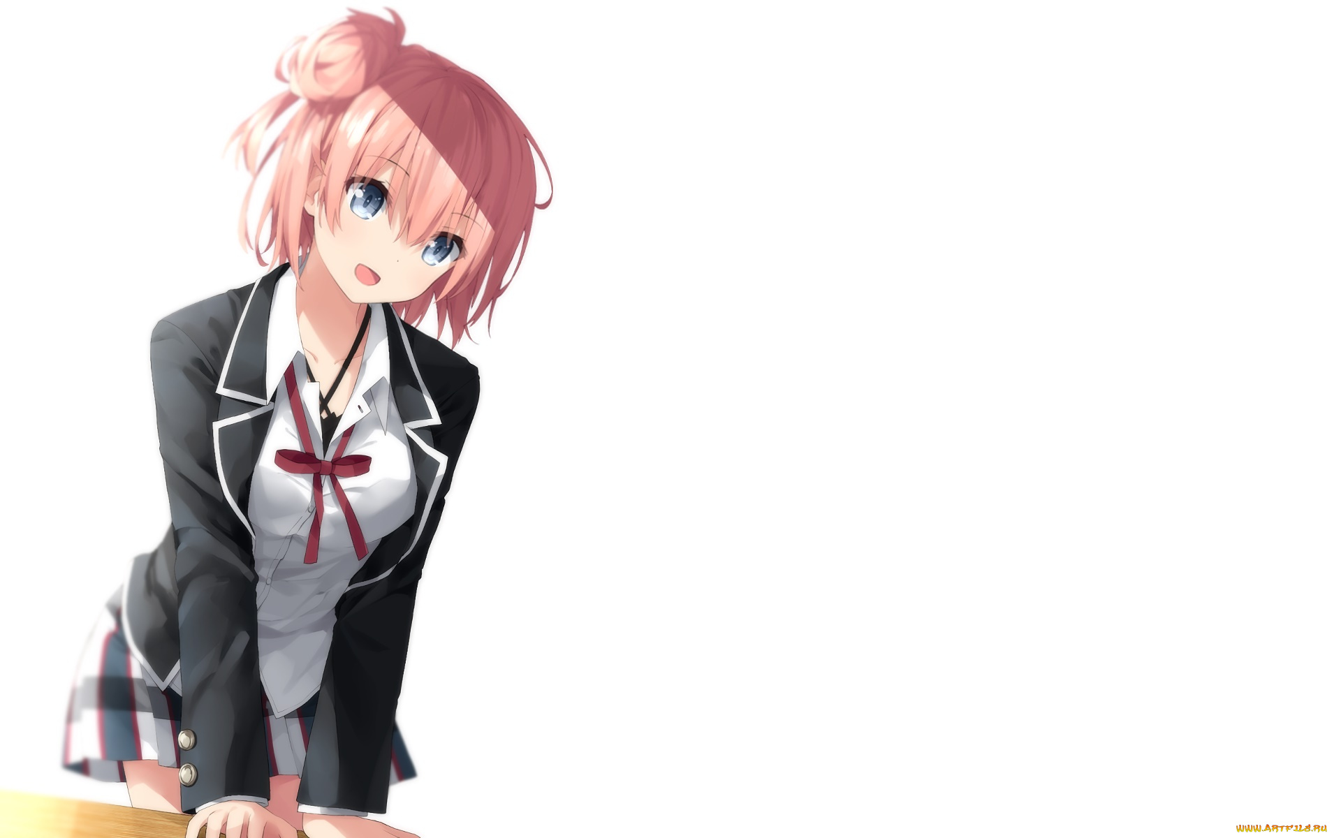 аниме, oregairu, девушка, взгляд, фон