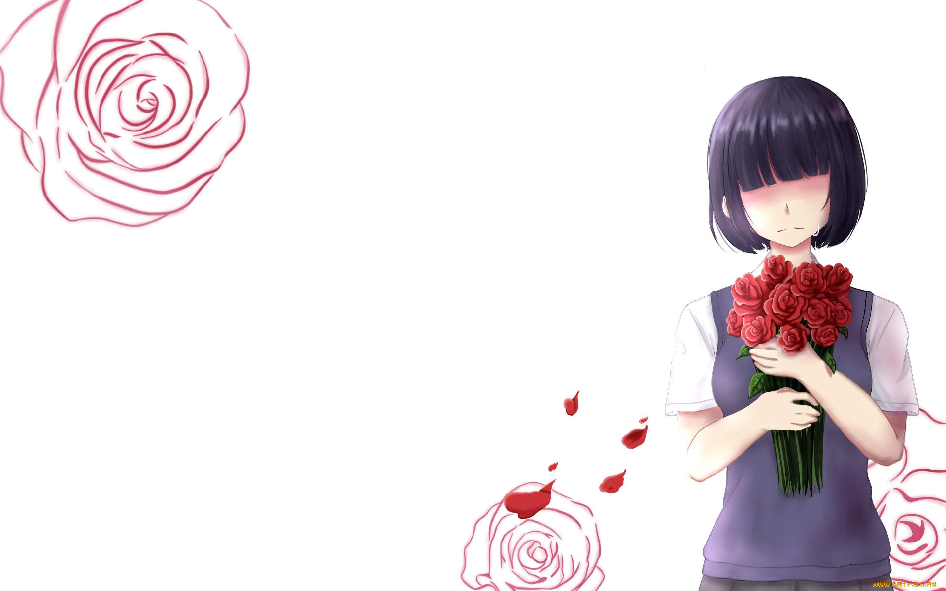 аниме, unknown, , другое, девушка, взгляд, фон