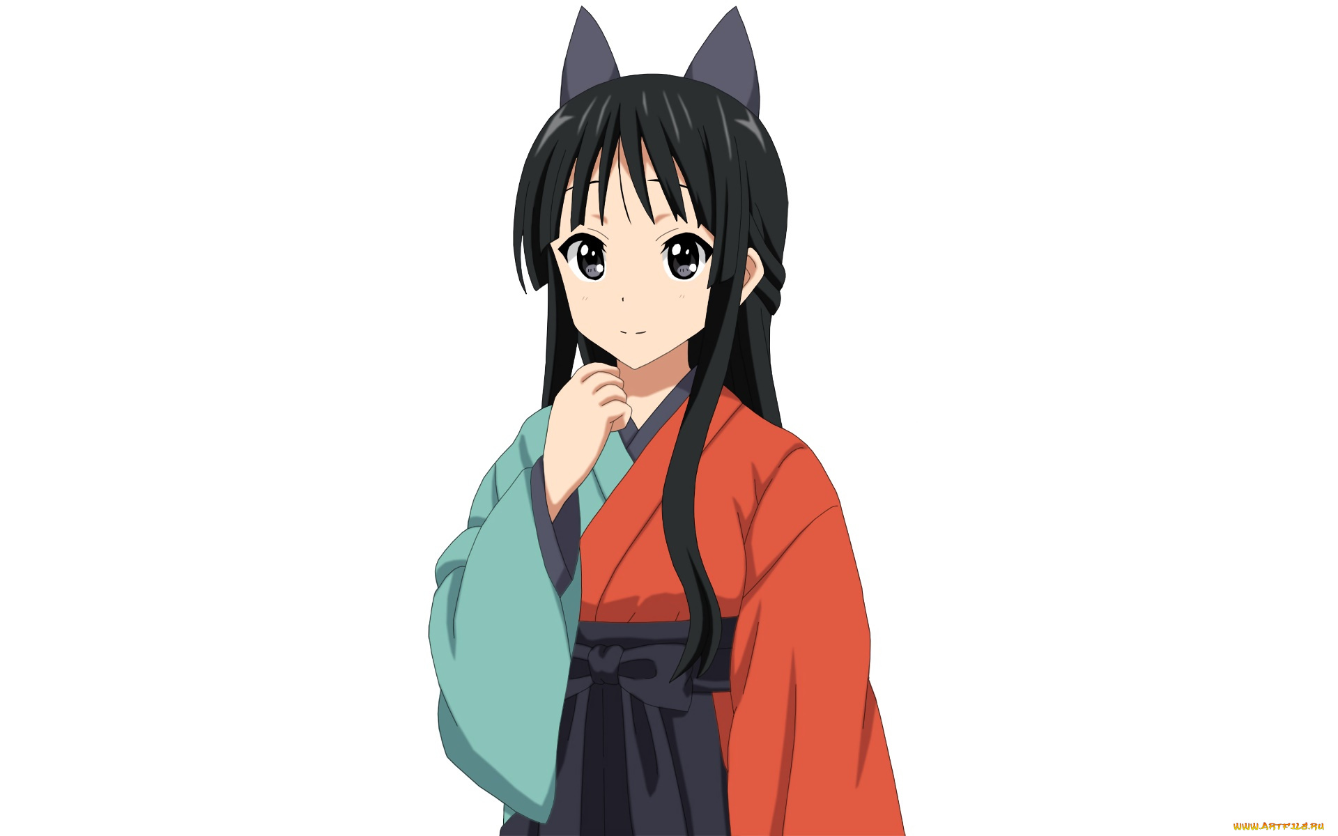 аниме, животные, , существа, девушка, взгляд, фон