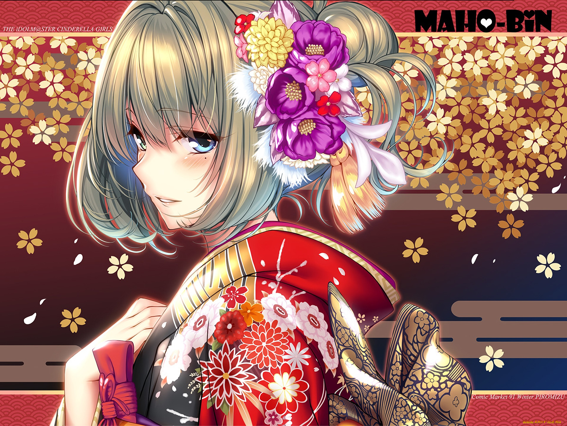 аниме, idolm@ster, девушка, взгляд, фон