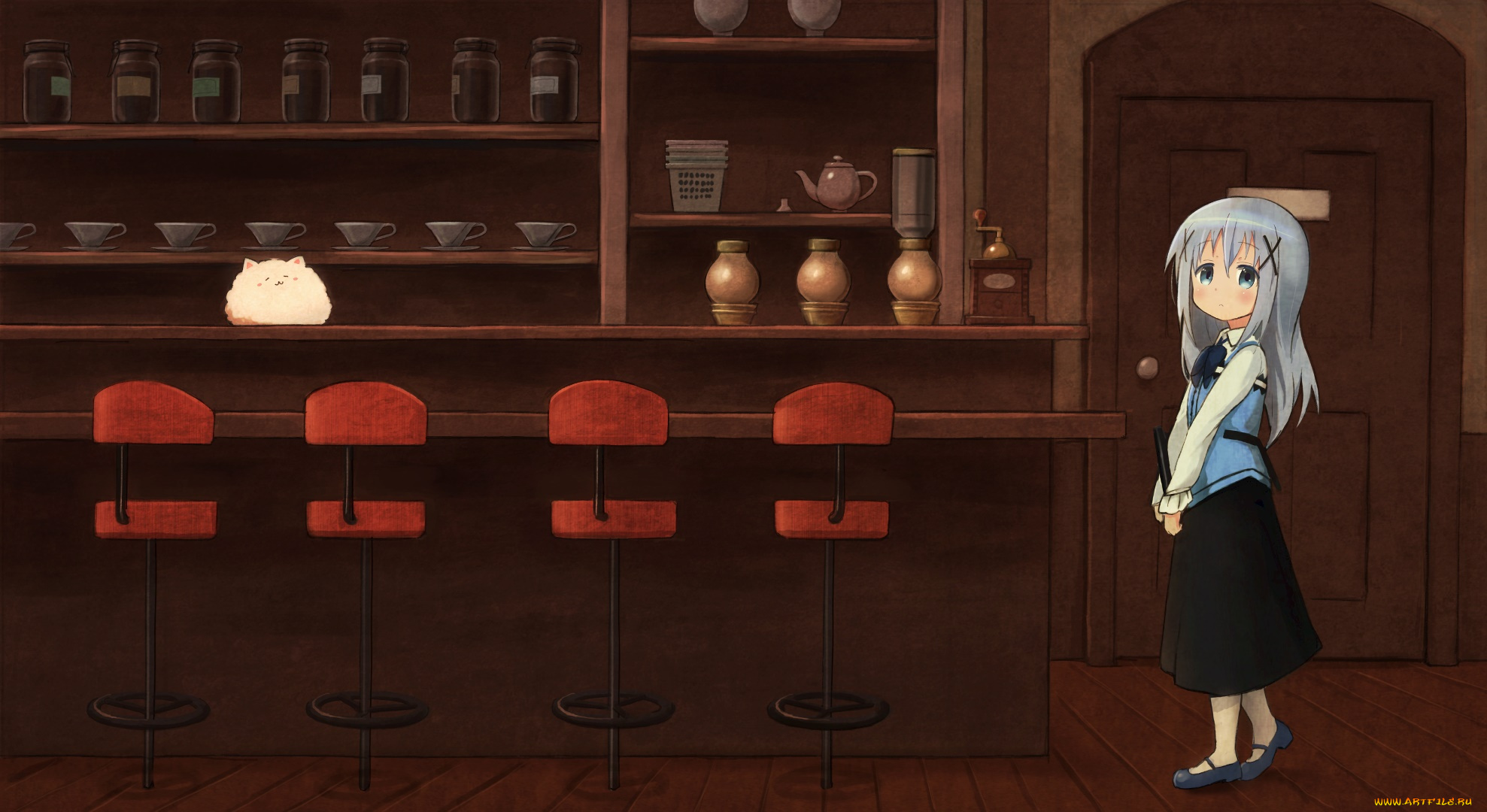 аниме, unknown, , другое, девушка, взгляд, фон