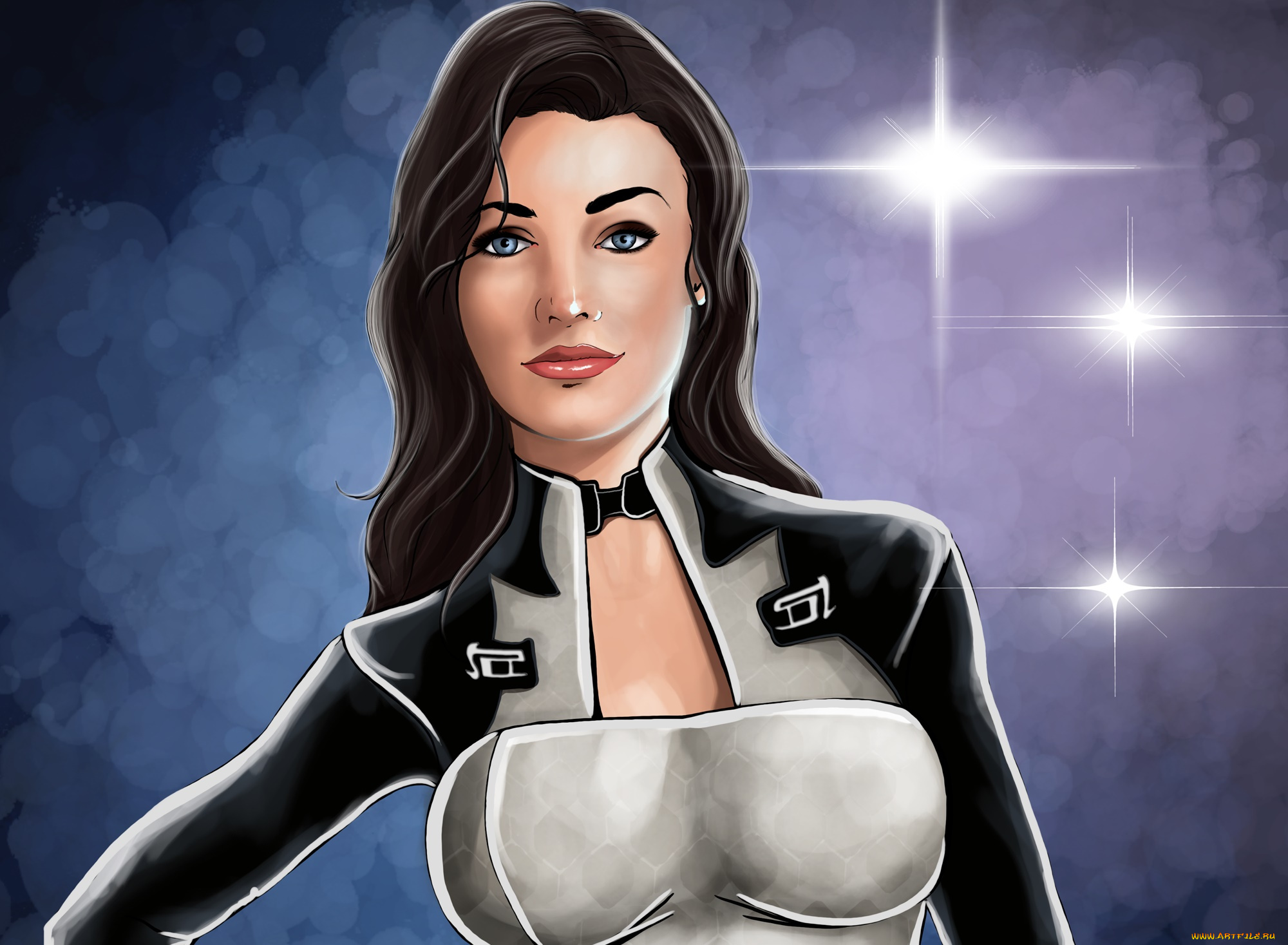 рисованное, люди, взгляд, девушка, фон