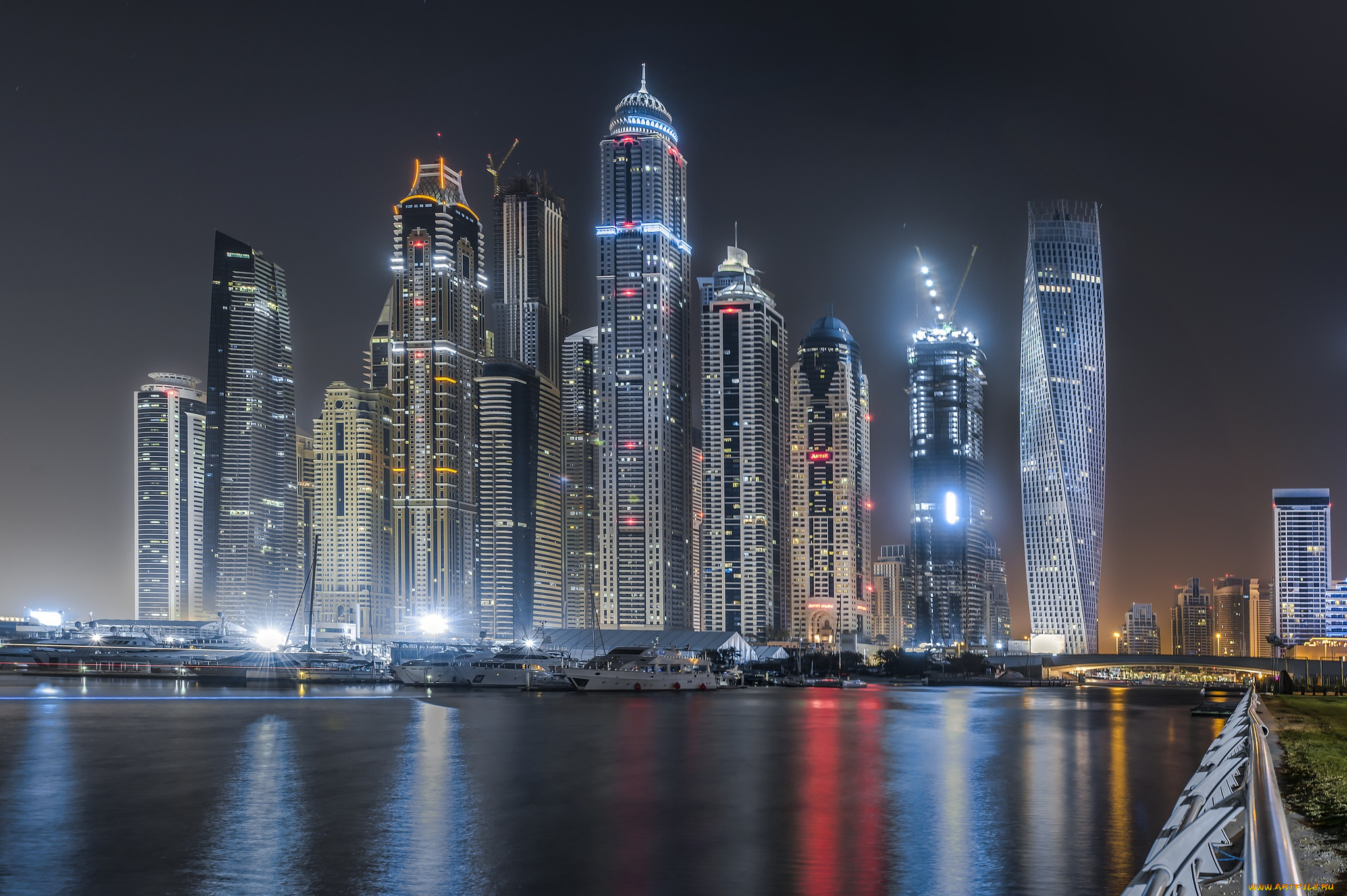 dubai, города, дубай, , оаэ, огни, ночь