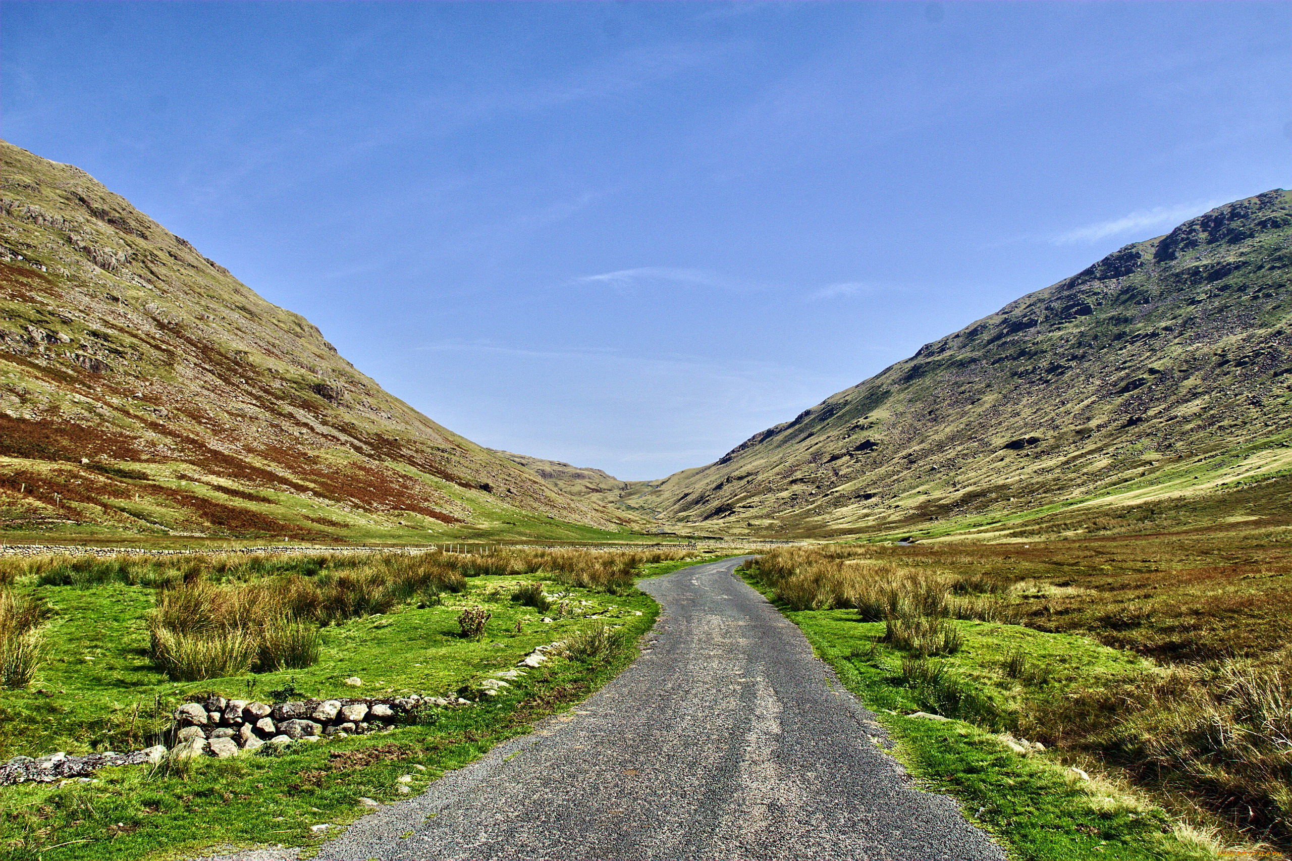 природа, дороги, трава, камни, дорога, горы