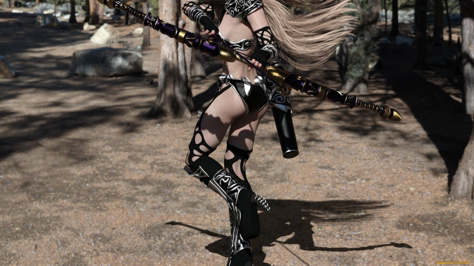 3д, графика, эльфы, , elves, эльфийка, взгляд, фон, оружие