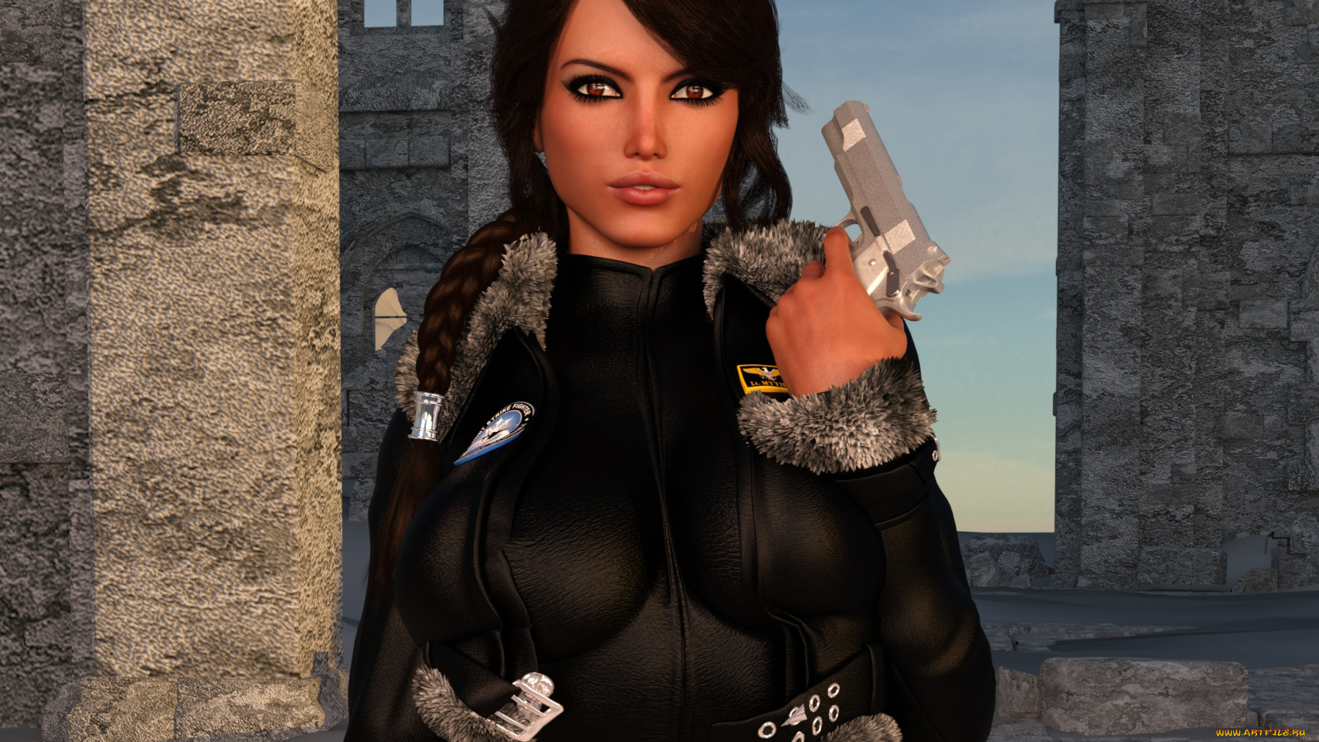 3д, графика, фантазия, , fantasy, девушка, взгляд, фон