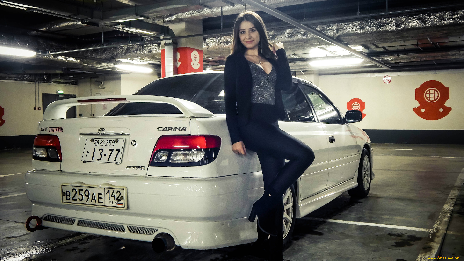 автомобили, -авто, с, девушками, toyota, carina