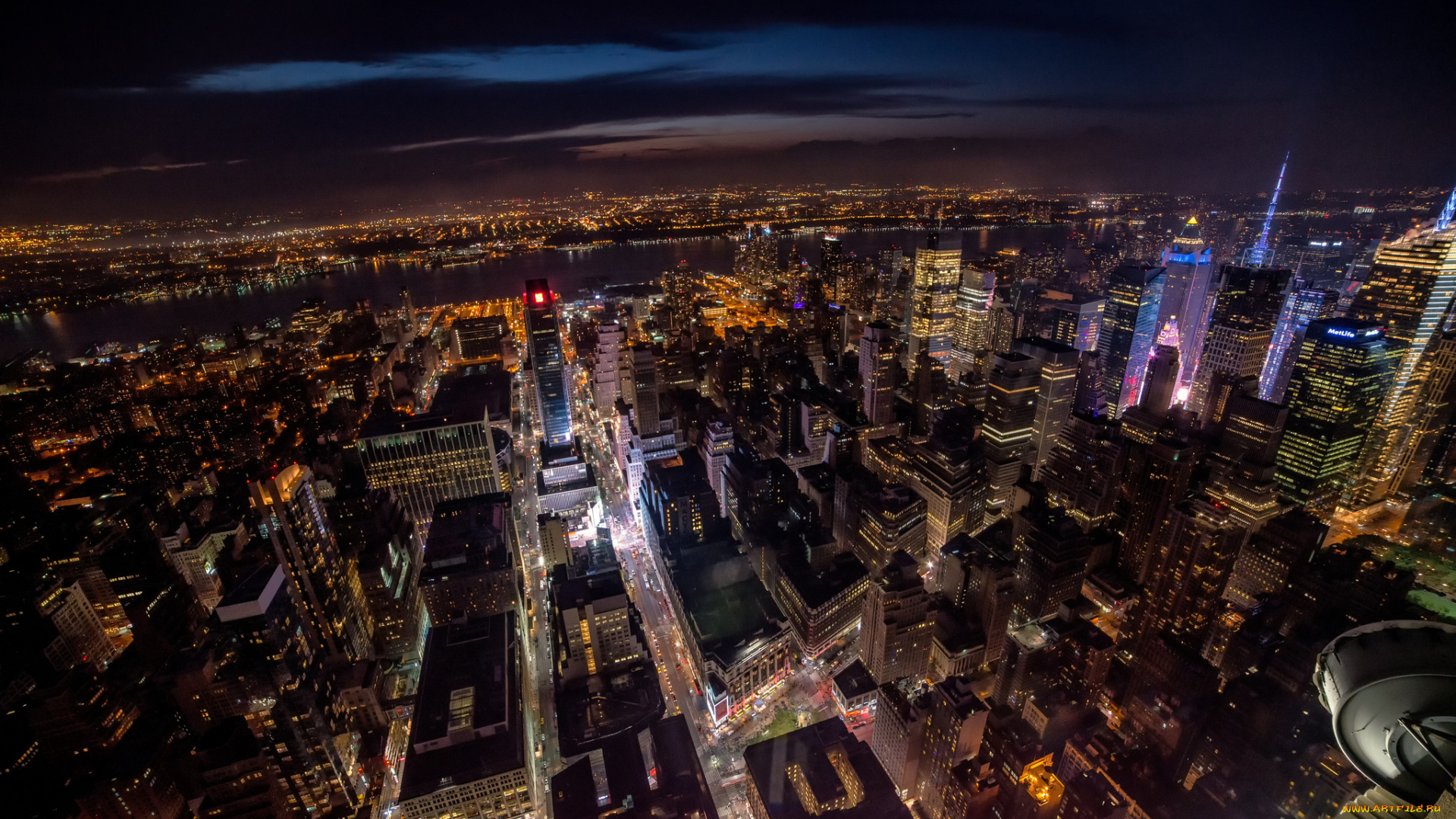 big, apple, города, нью-йорк, , сша, ночь, огни