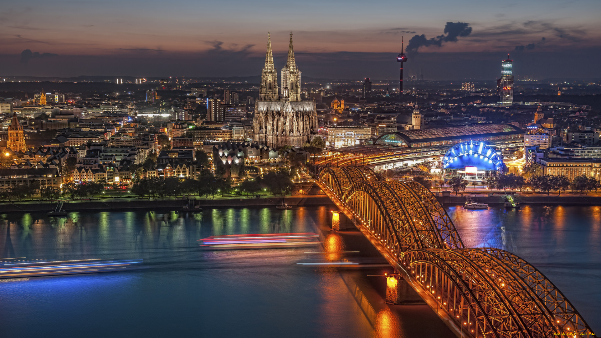 k&, 246, ln, города, кельн, , германия, ночь, огни