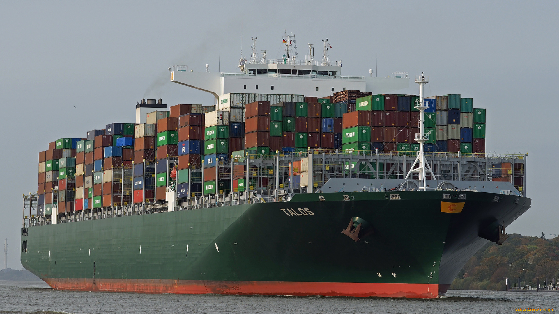 корабли, грузовые, суда, контейнеровоз