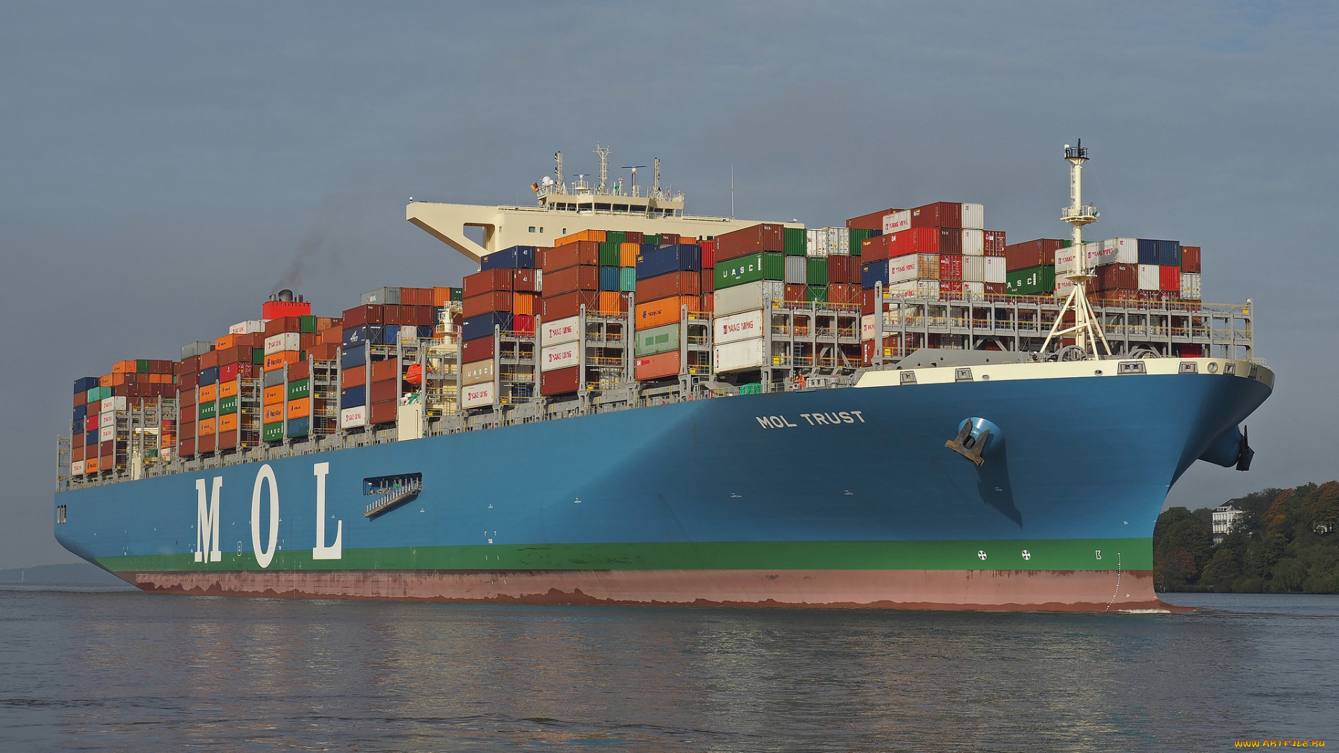 корабли, грузовые, суда, контейнеровоз