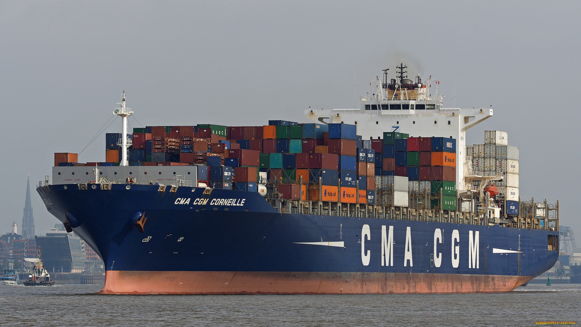 корабли, грузовые, суда, контейнеровоз