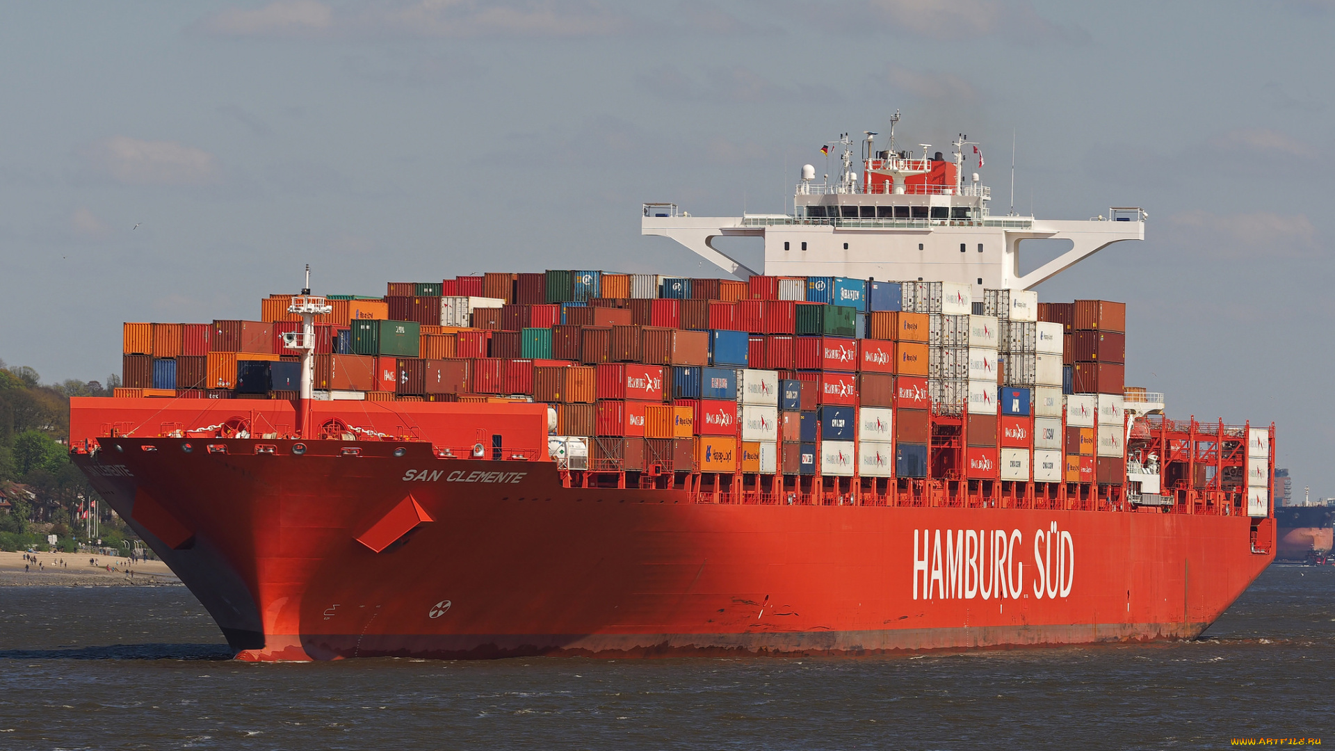 корабли, грузовые, суда, контейнеровоз