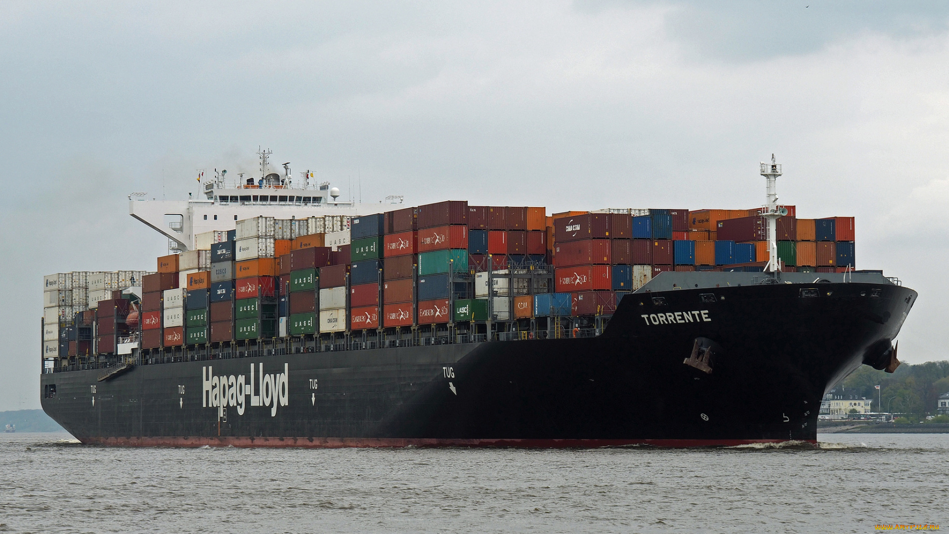 корабли, грузовые, суда, контейнеровоз