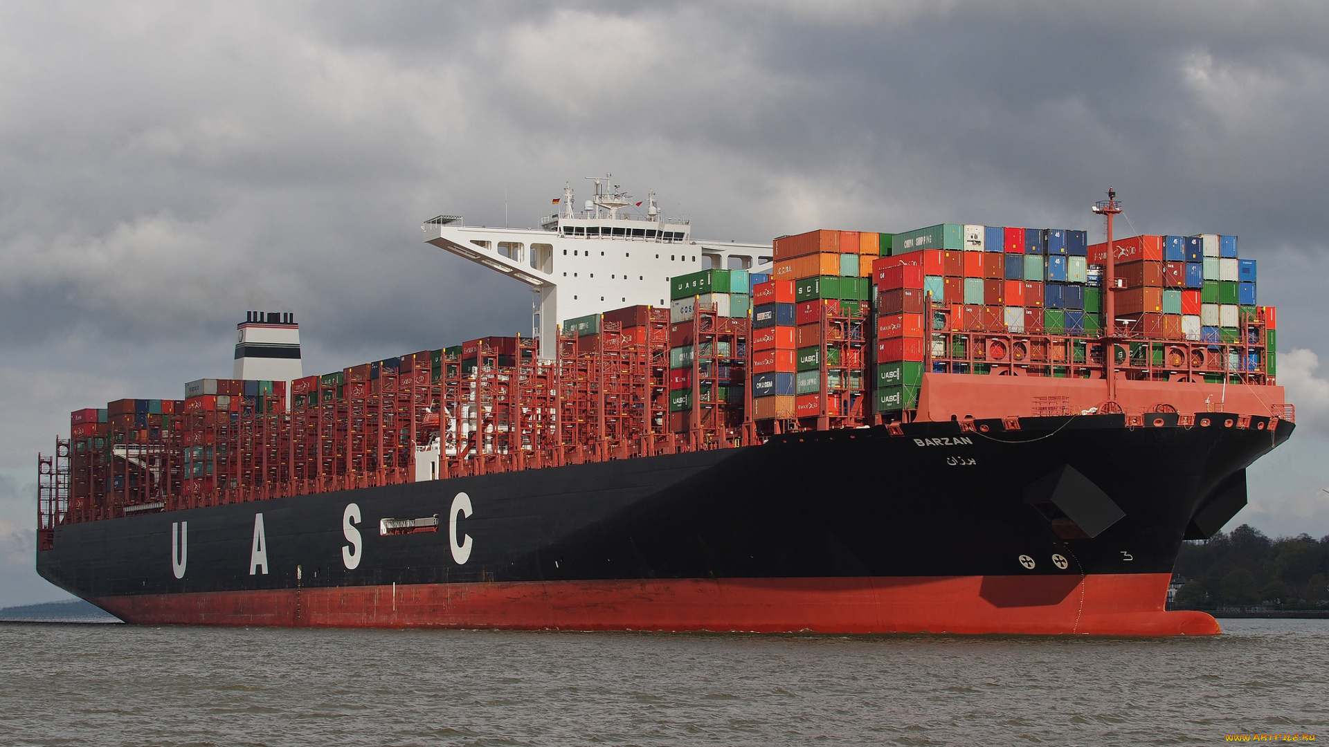 корабли, грузовые, суда, контейнеровоз