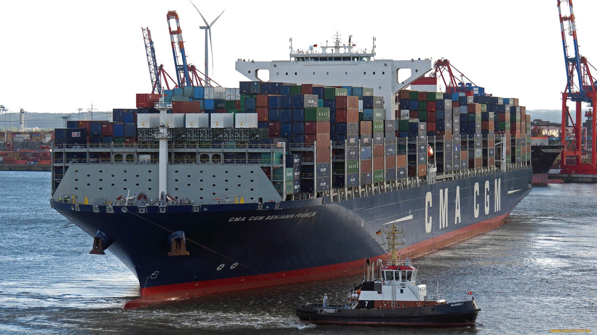 корабли, грузовые, суда, контейнеровоз
