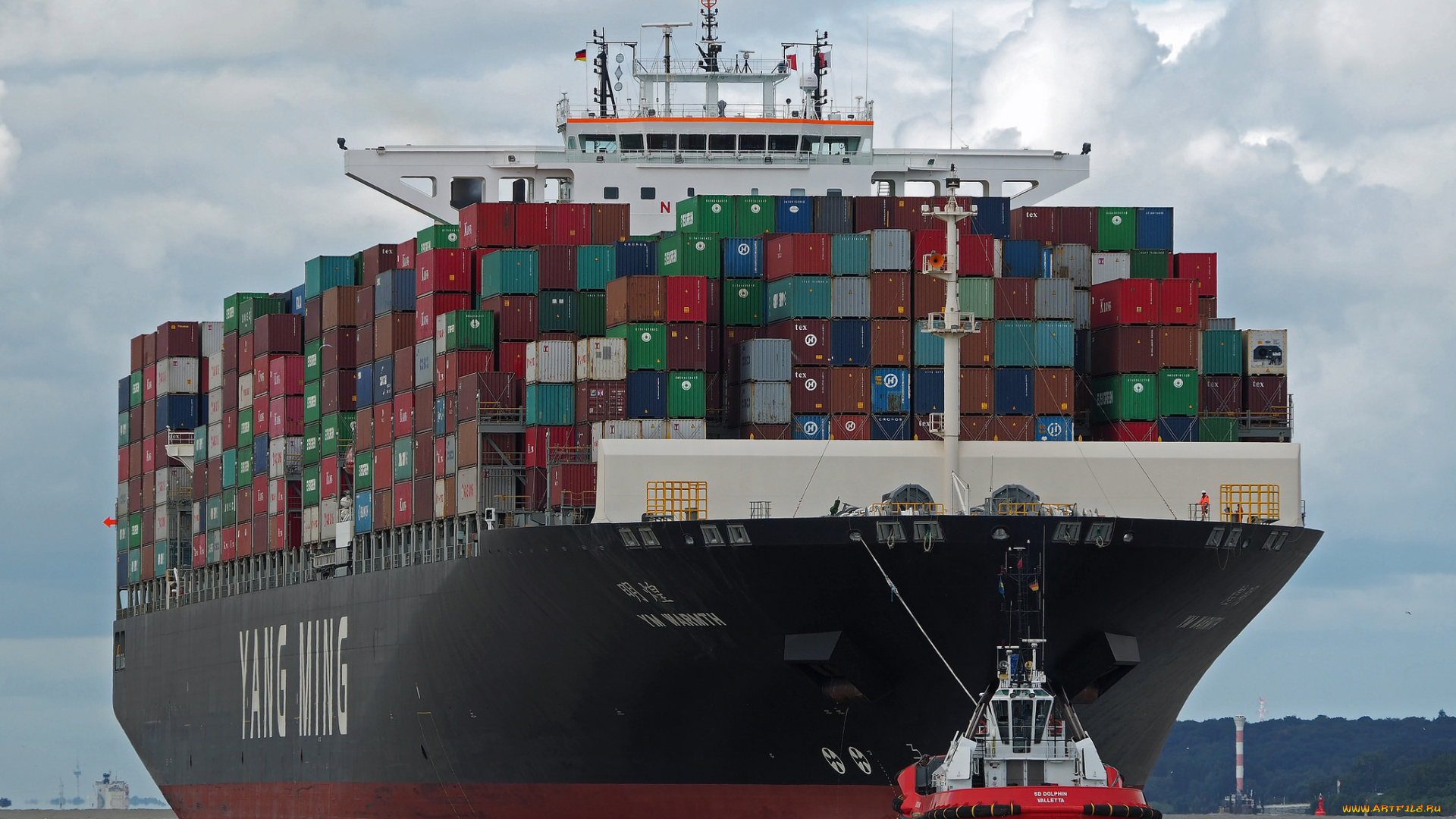 корабли, грузовые, суда, контейнеровоз