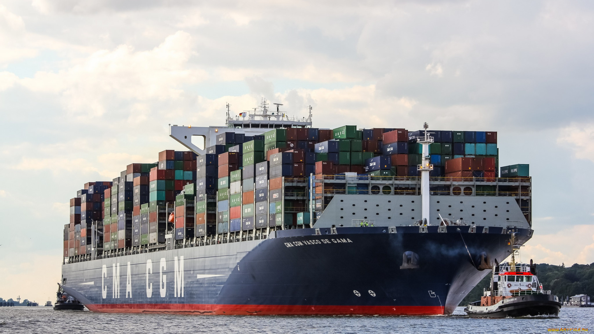 корабли, грузовые, суда, контейнеровоз