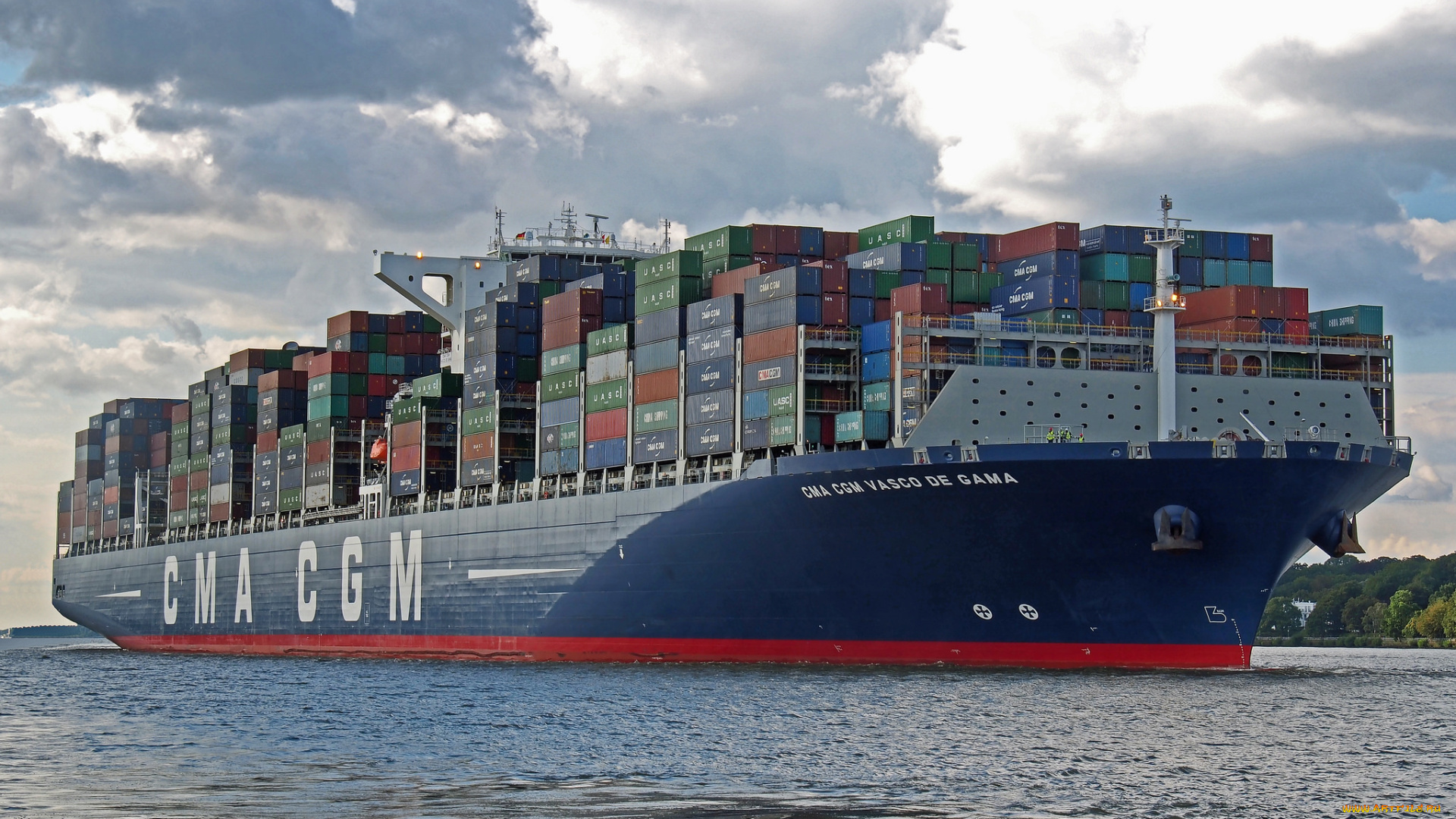 корабли, грузовые, суда, контейнеровоз