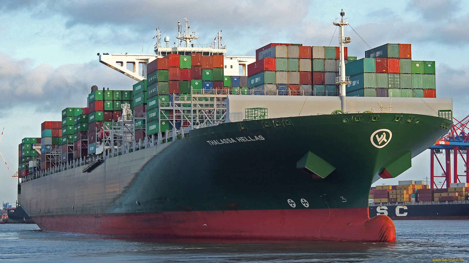 корабли, грузовые, суда, контейнеровоз