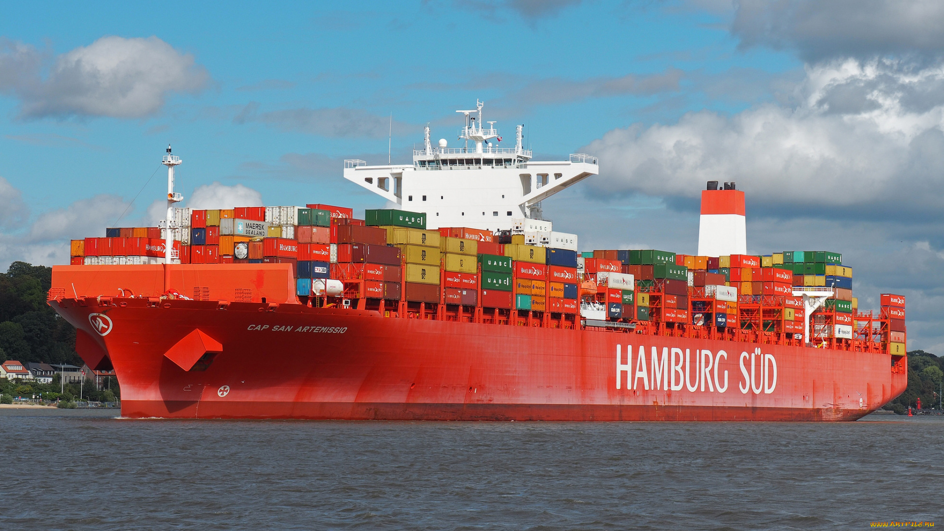 корабли, грузовые, суда, контейнеровоз