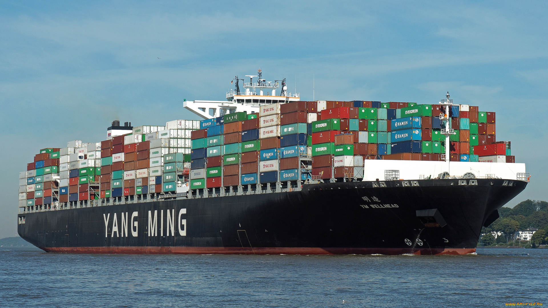 корабли, грузовые, суда, контейнеровоз
