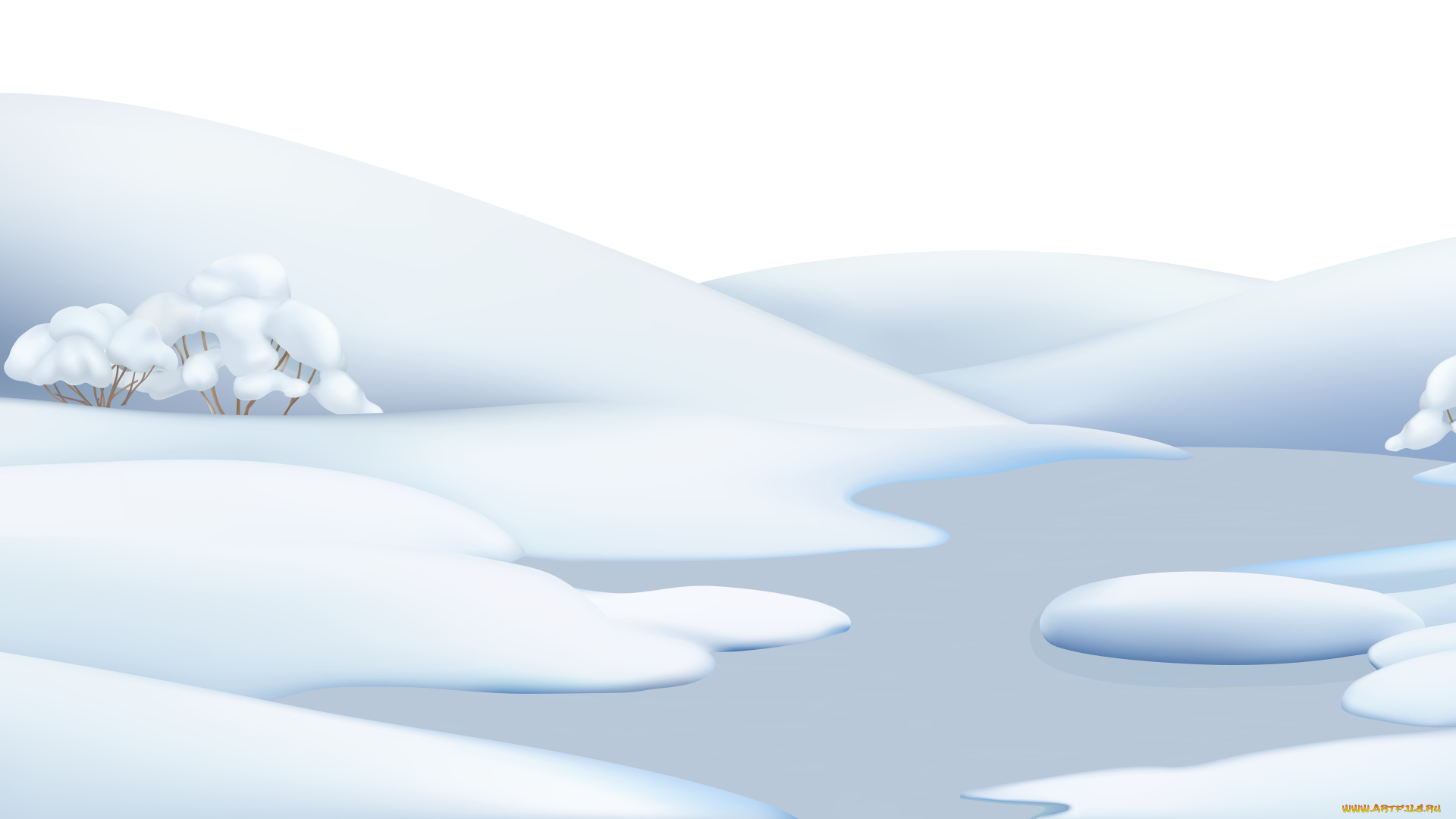 векторная, графика, природа, , nature, снег, река