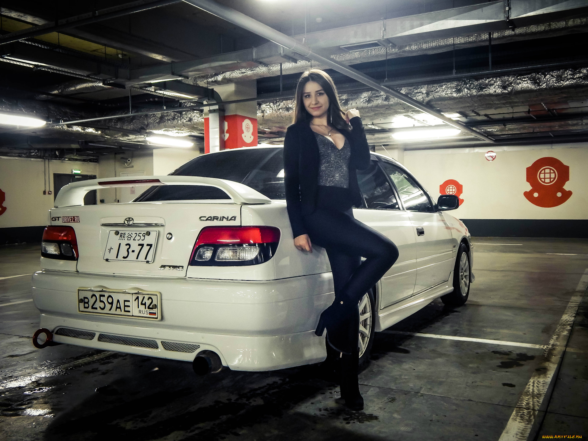 автомобили, -авто, с, девушками, toyota, carina