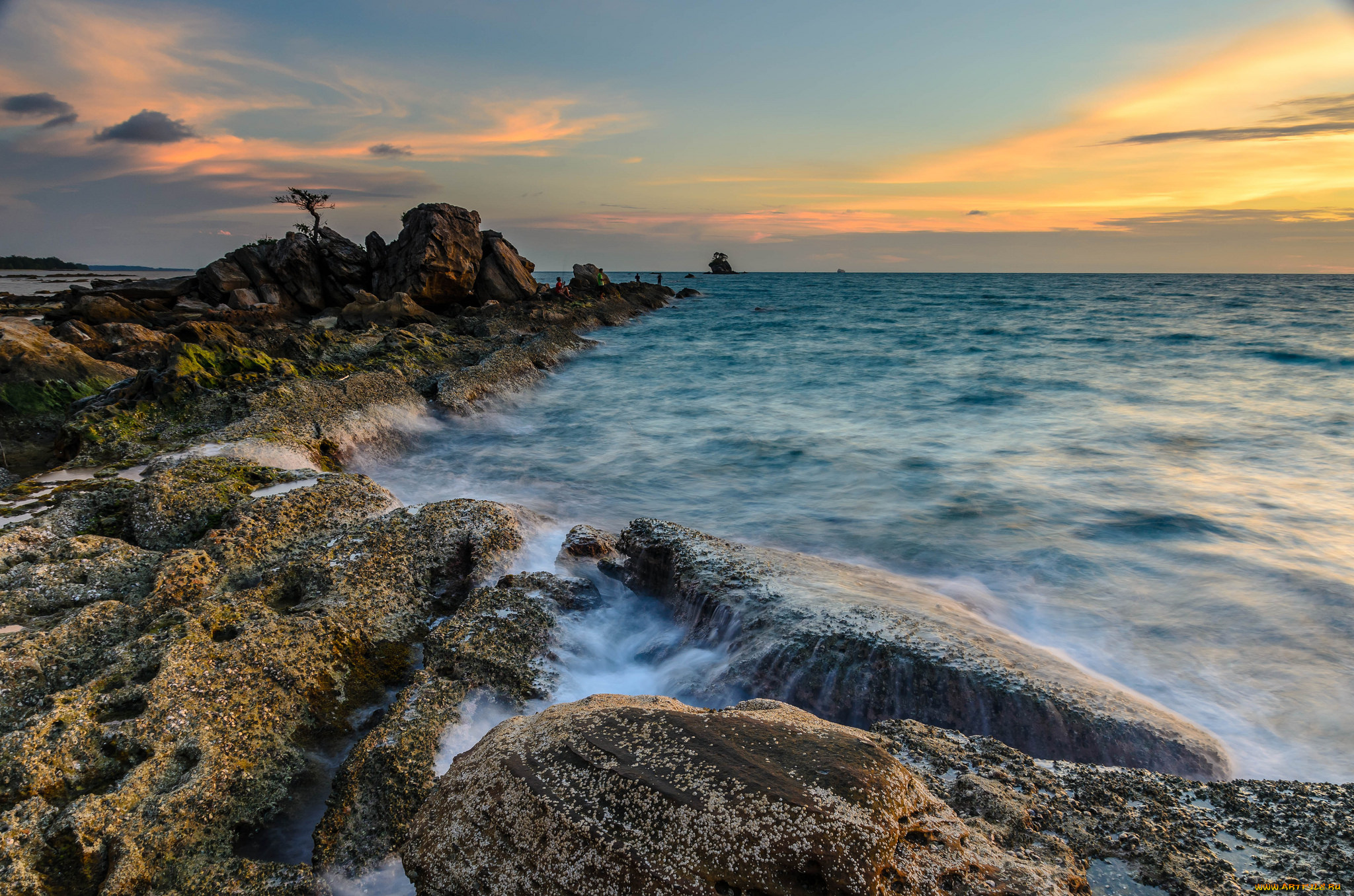 природа, побережье, простор