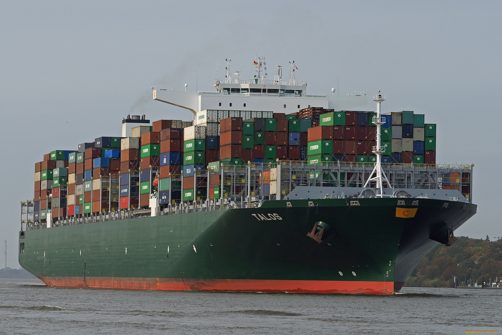 корабли, грузовые, суда, контейнеровоз